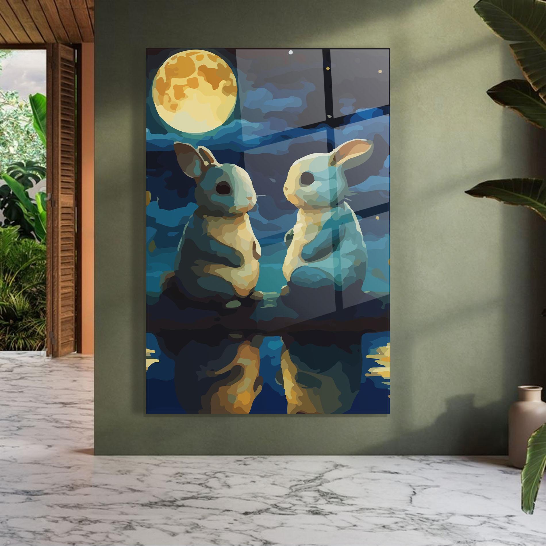 Glasbild Full Moon Bunny mockup 7