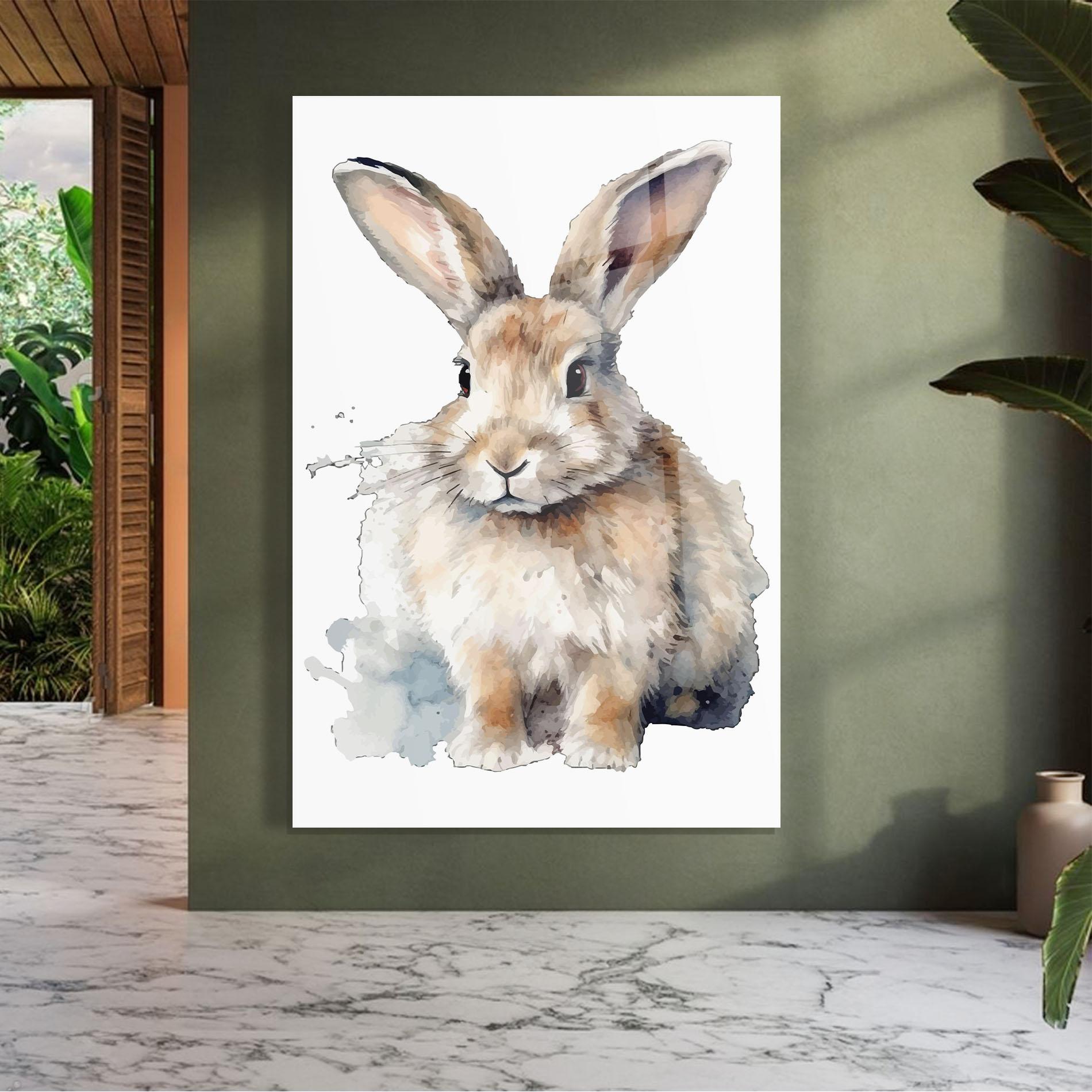 Glasbild Watercolor Cute Bunny mockup 7