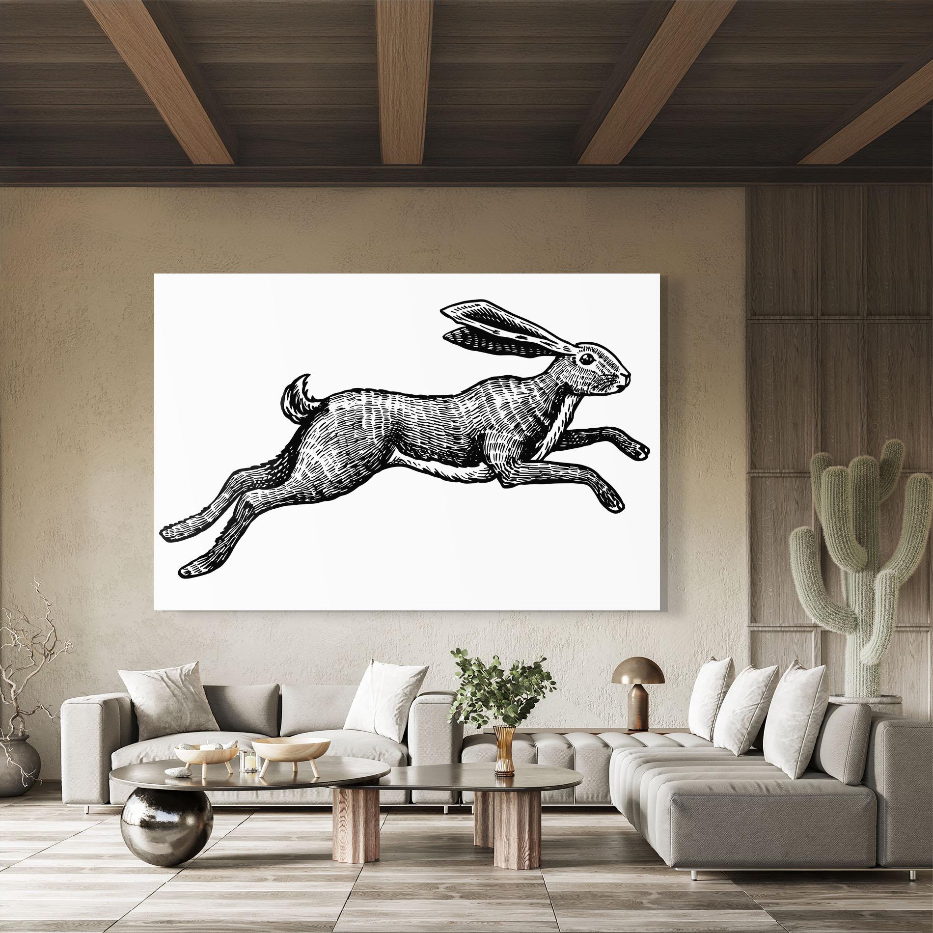 Glasbild Black Line Bunny mockup 8