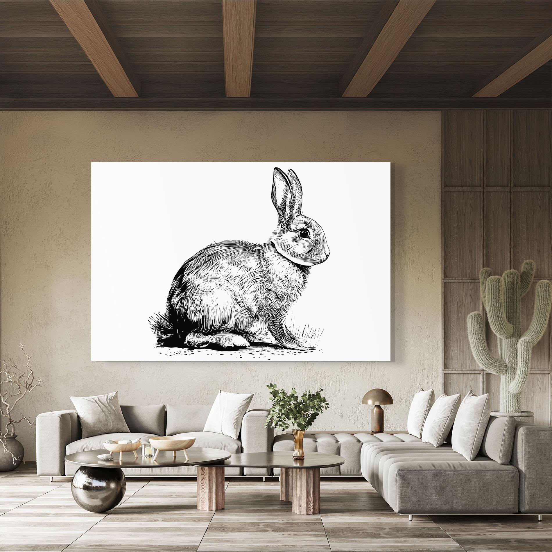 Glasbild Bunny Black Lines mockup 8