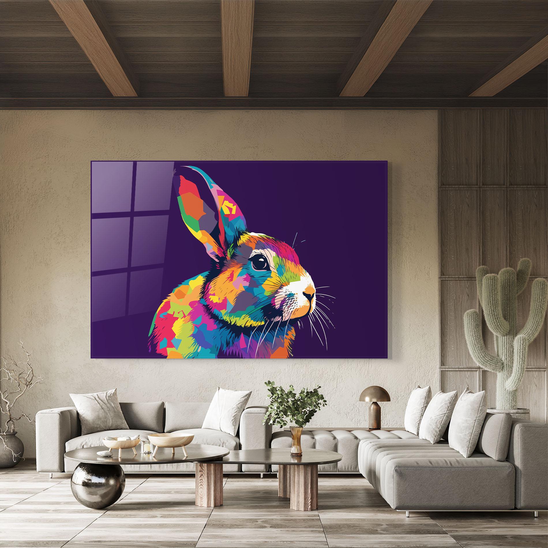 Glasbild Bunny On Purple mockup 8