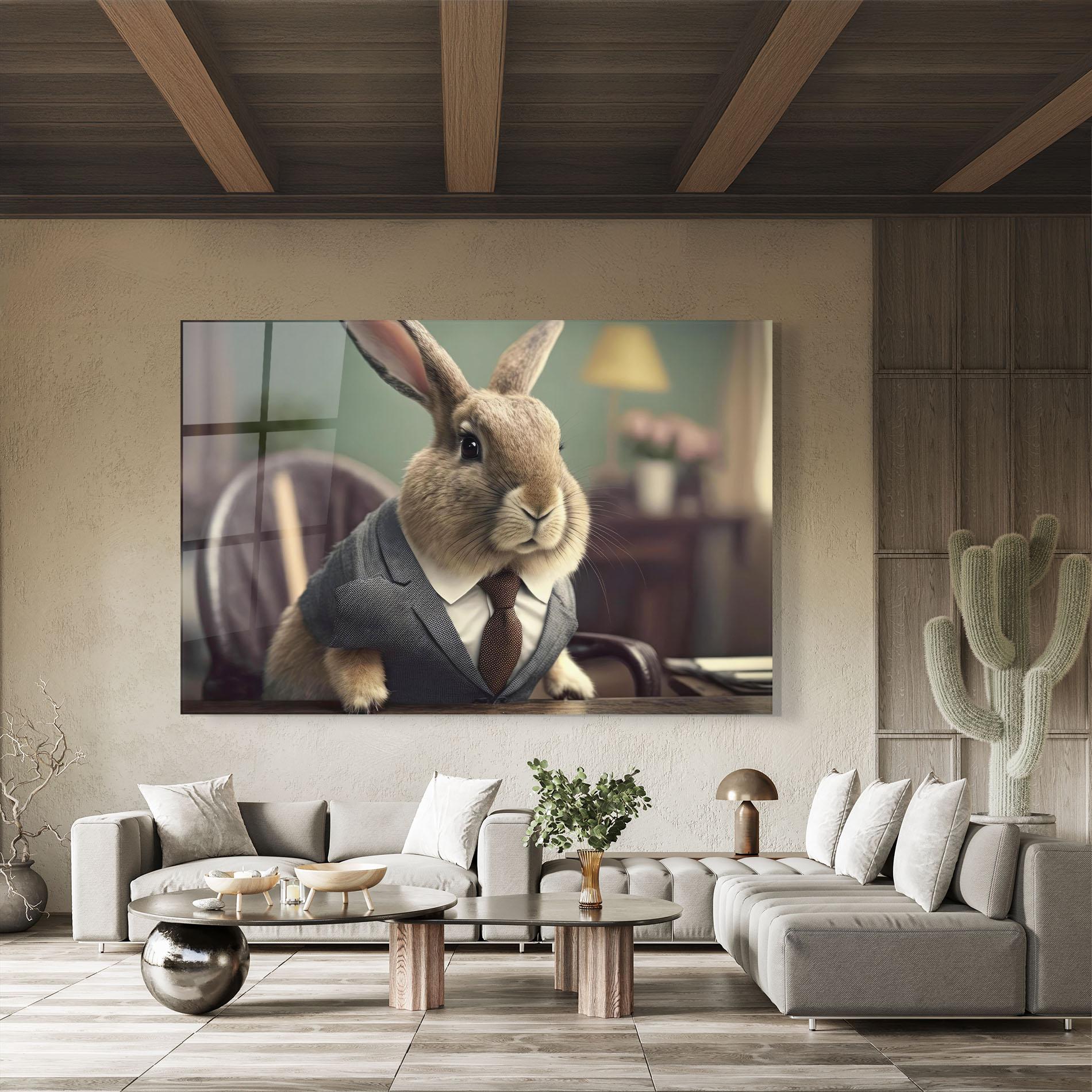 Glasbild Business Suit Bunny mockup 8