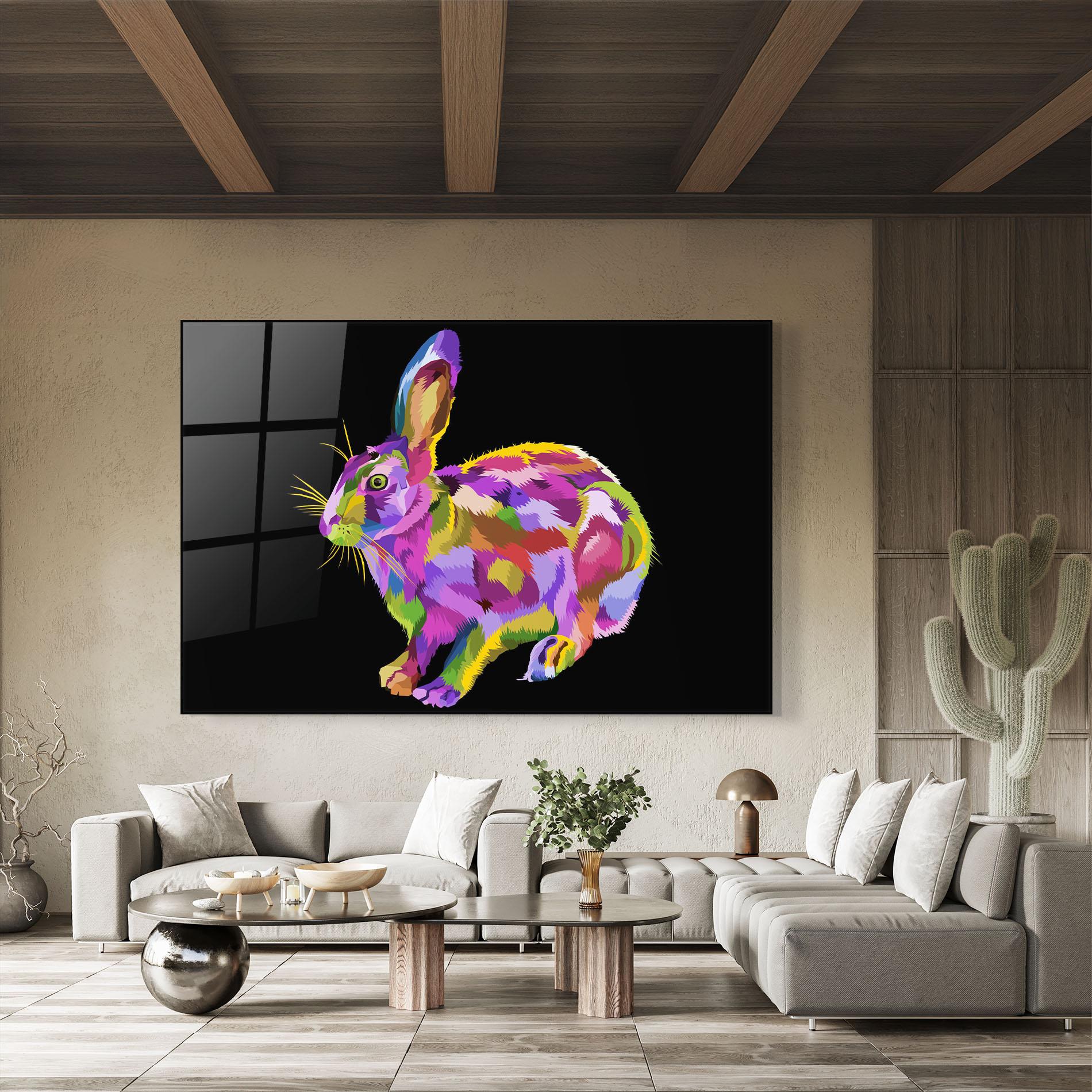 Glasbild Colorful Bunny mockup 8