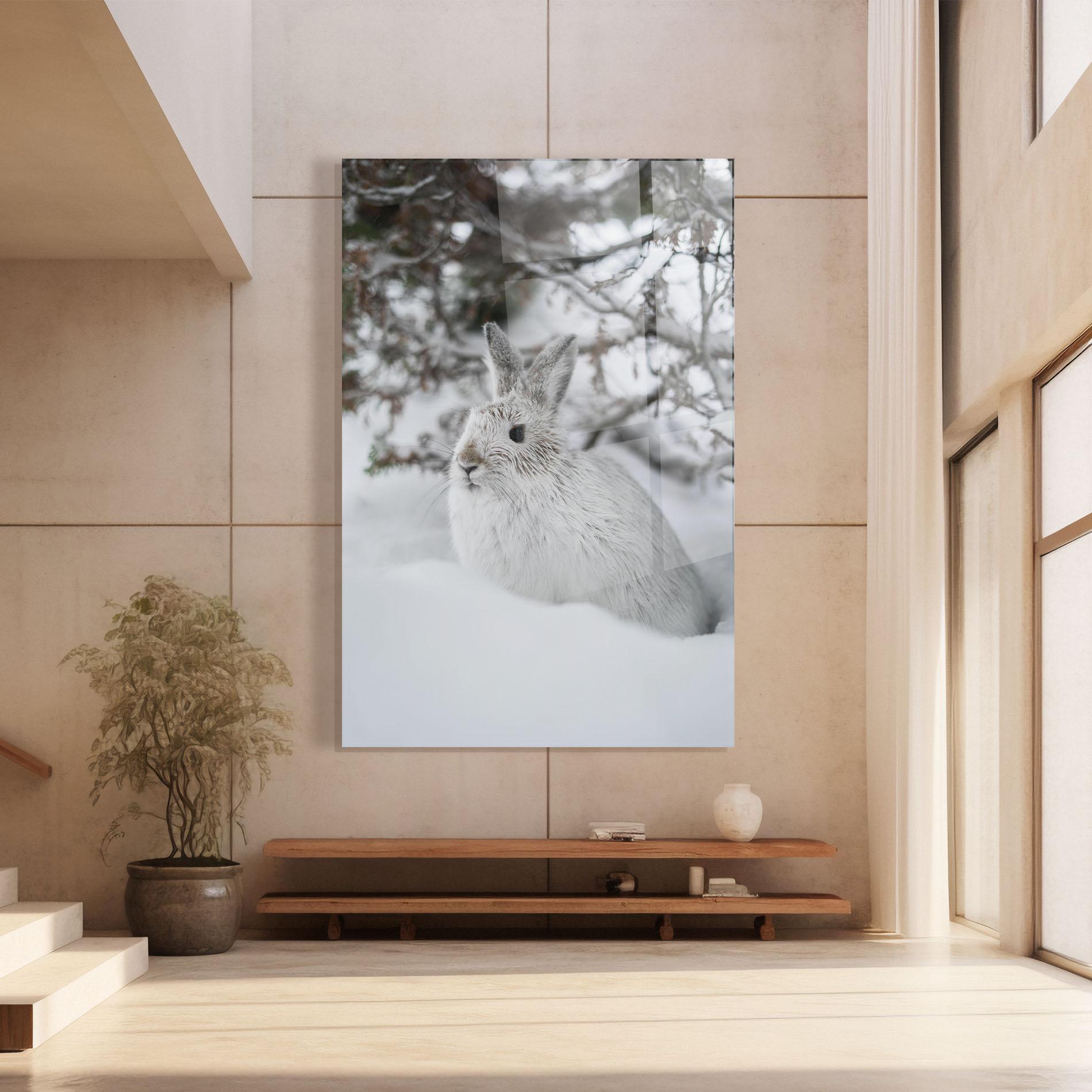 Glasbild Bunny In Snow mockup 8