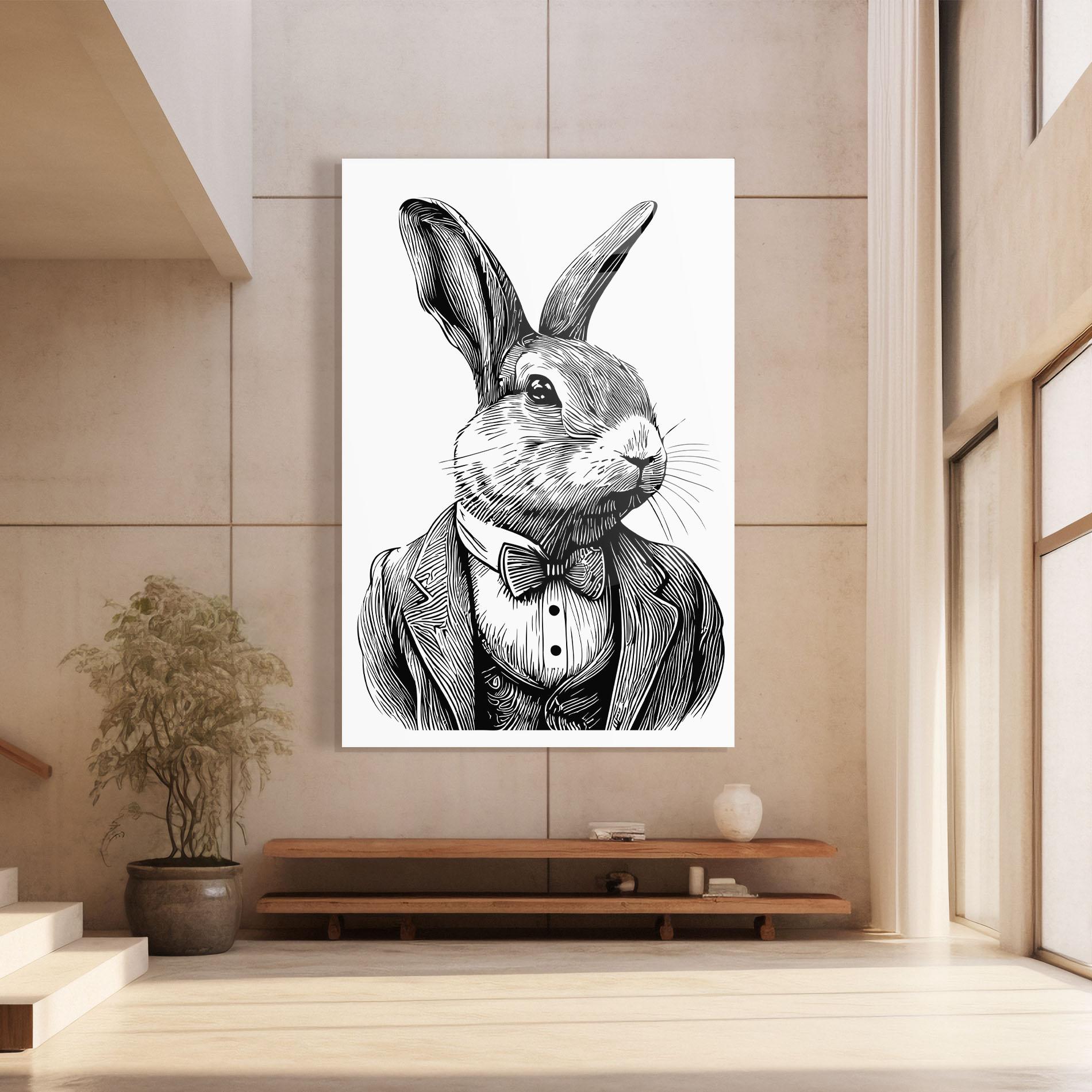 Glasbild Bunny In Suit mockup 8