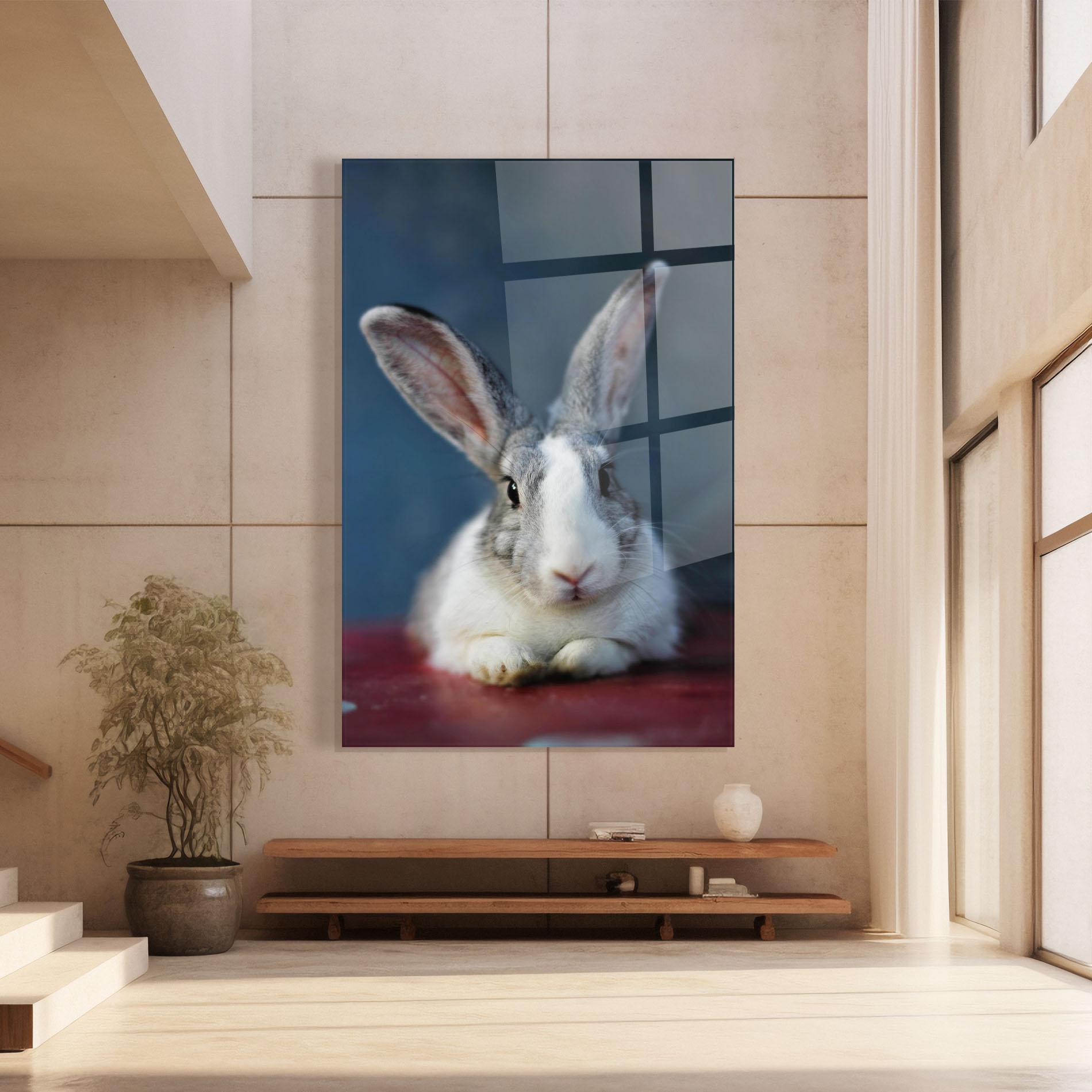 Glasbild Cute Grey Bunny mockup 8