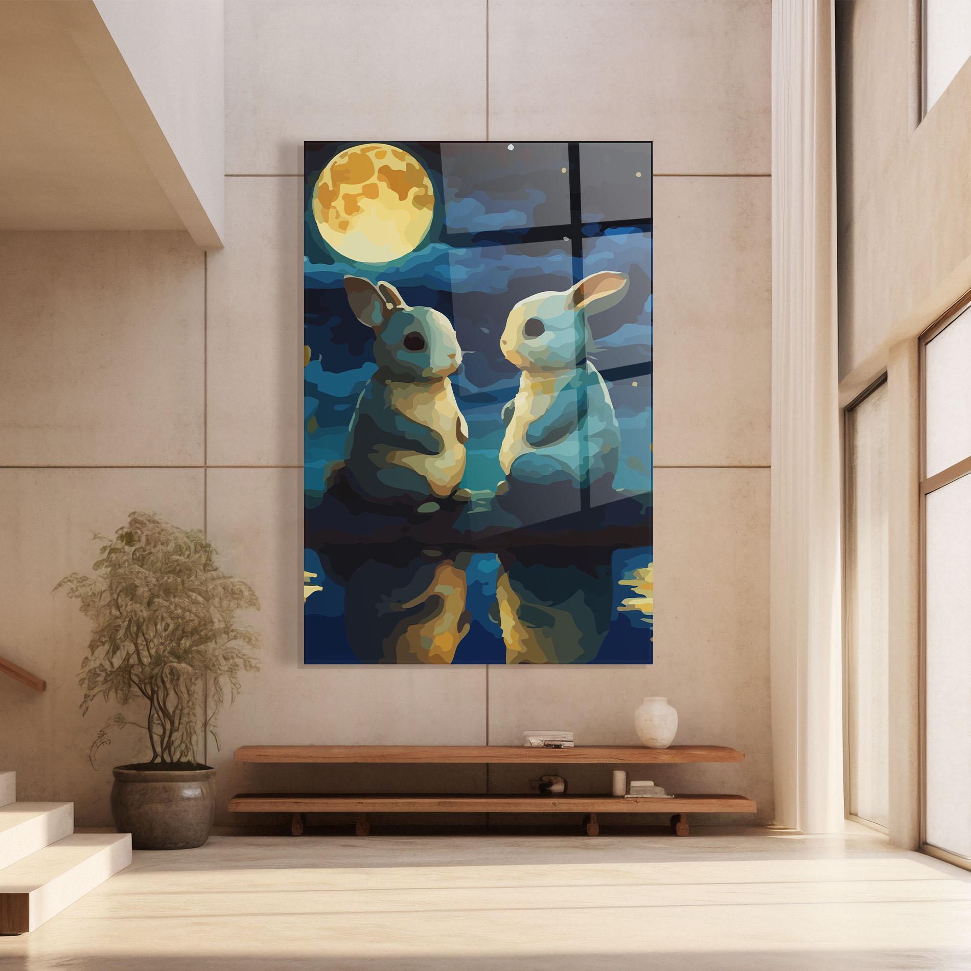 Glasbild Full Moon Bunny mockup 8