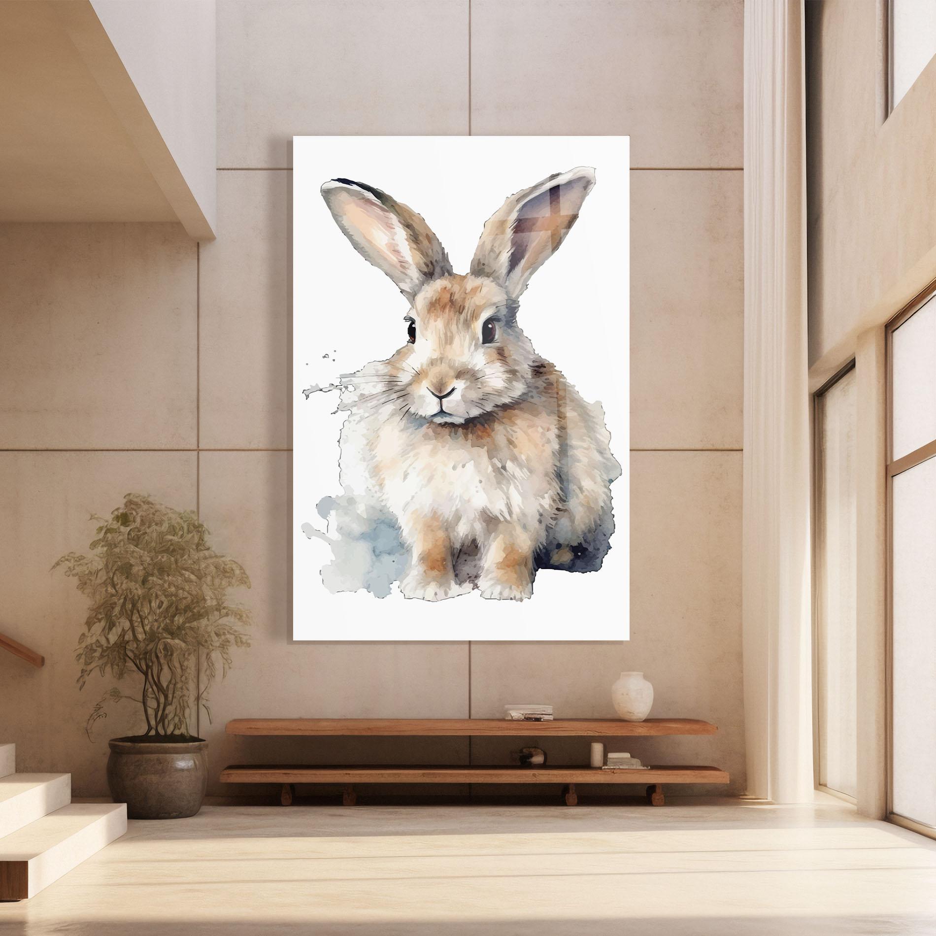 Glasbild Watercolor Cute Bunny mockup 8