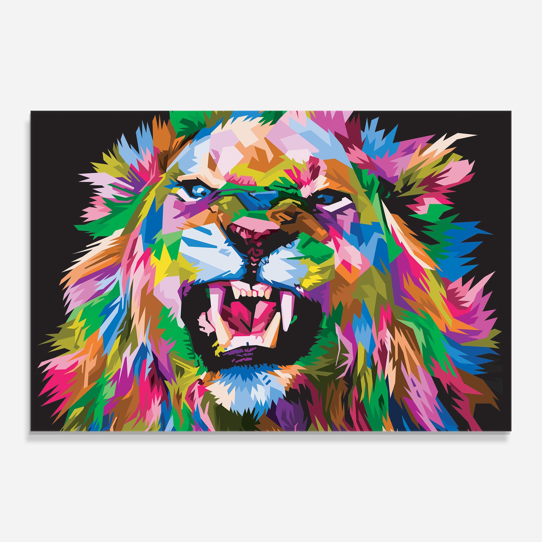 Glasbild Angry Lion Eyes mockup 0