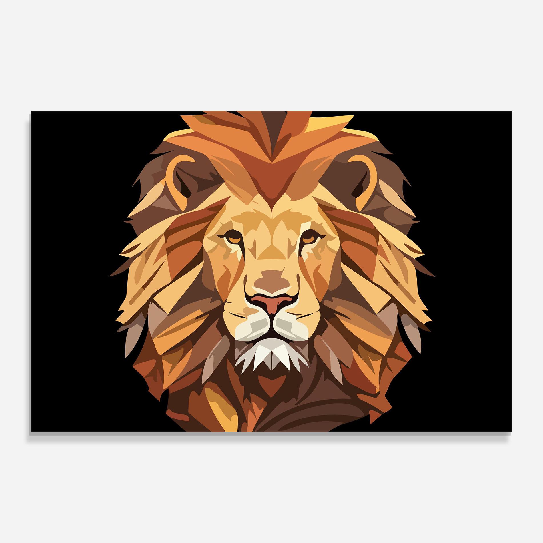 Glasbild Cartoon Lion mockup 0