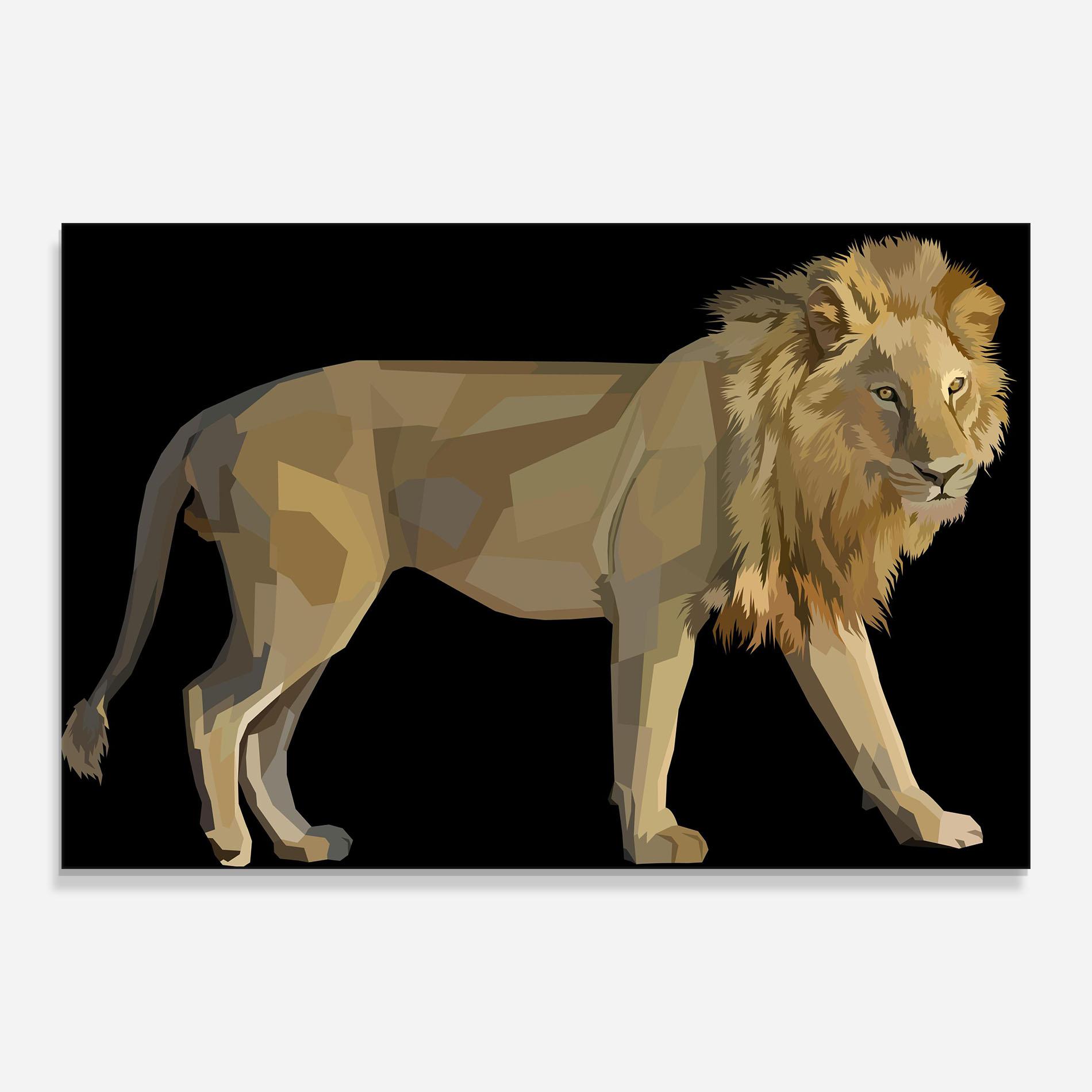 Glasbild Lion Art On Black mockup 0