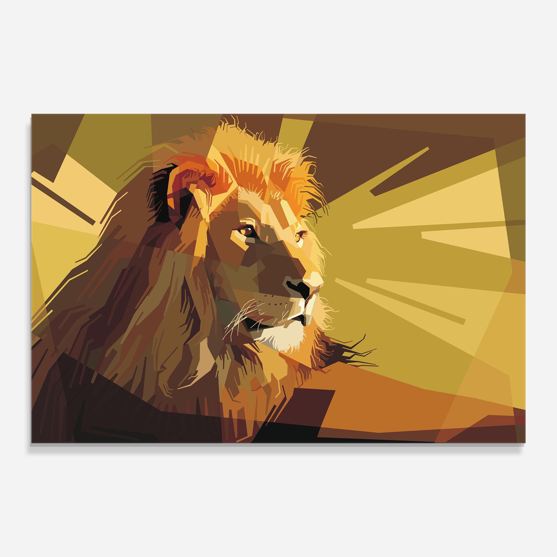 Glasbild Lion Art mockup 0
