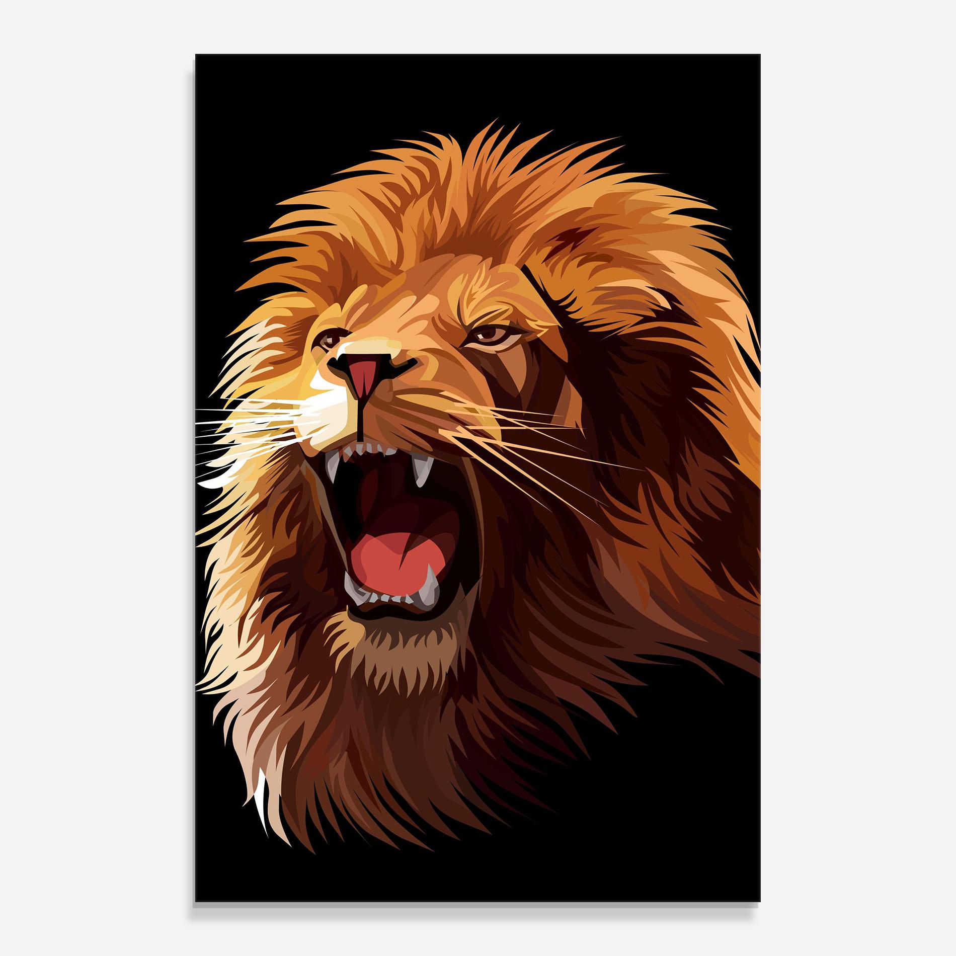 Glasbild Angry Lion Head mockup 0