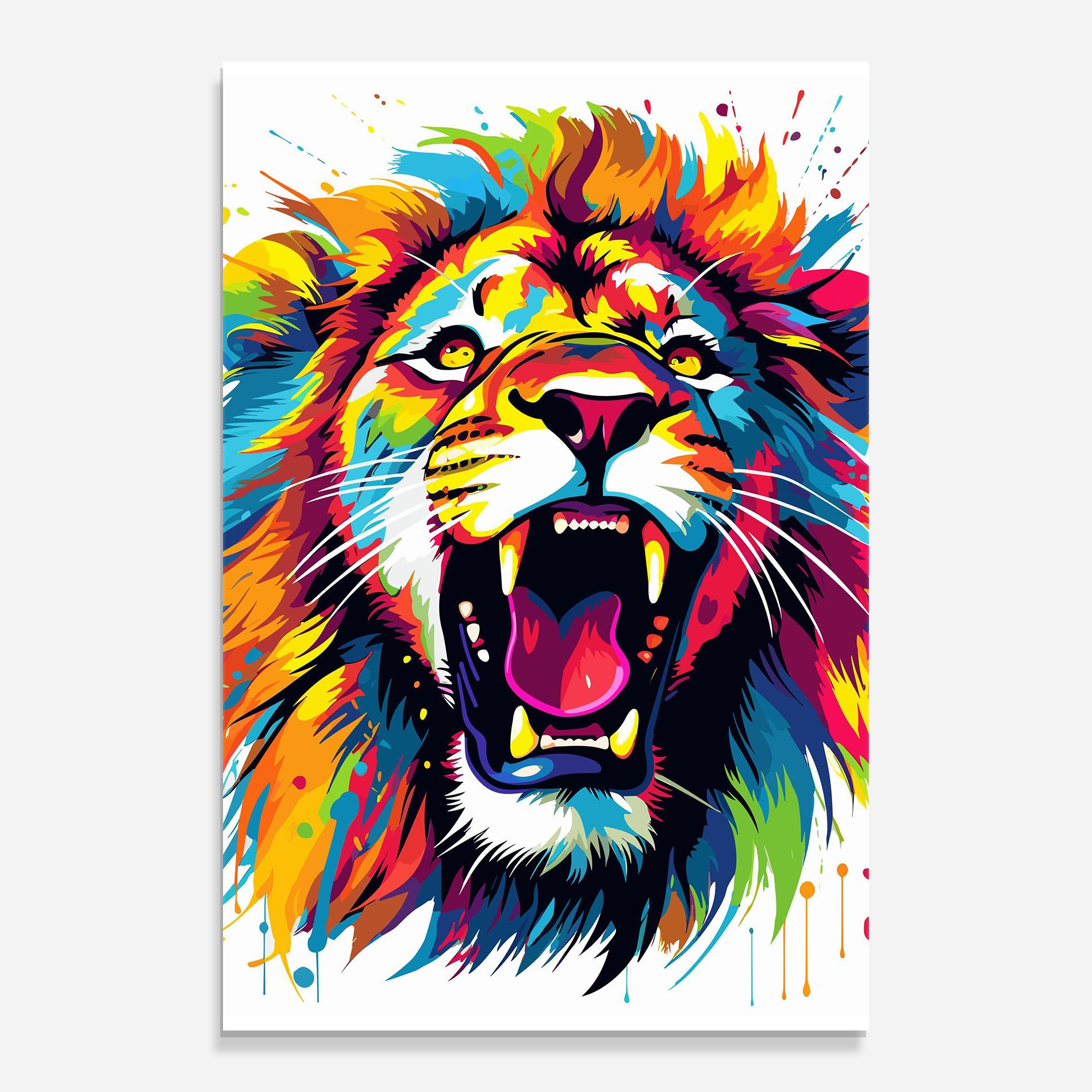 Glasbild Angry Lion Mix mockup 0