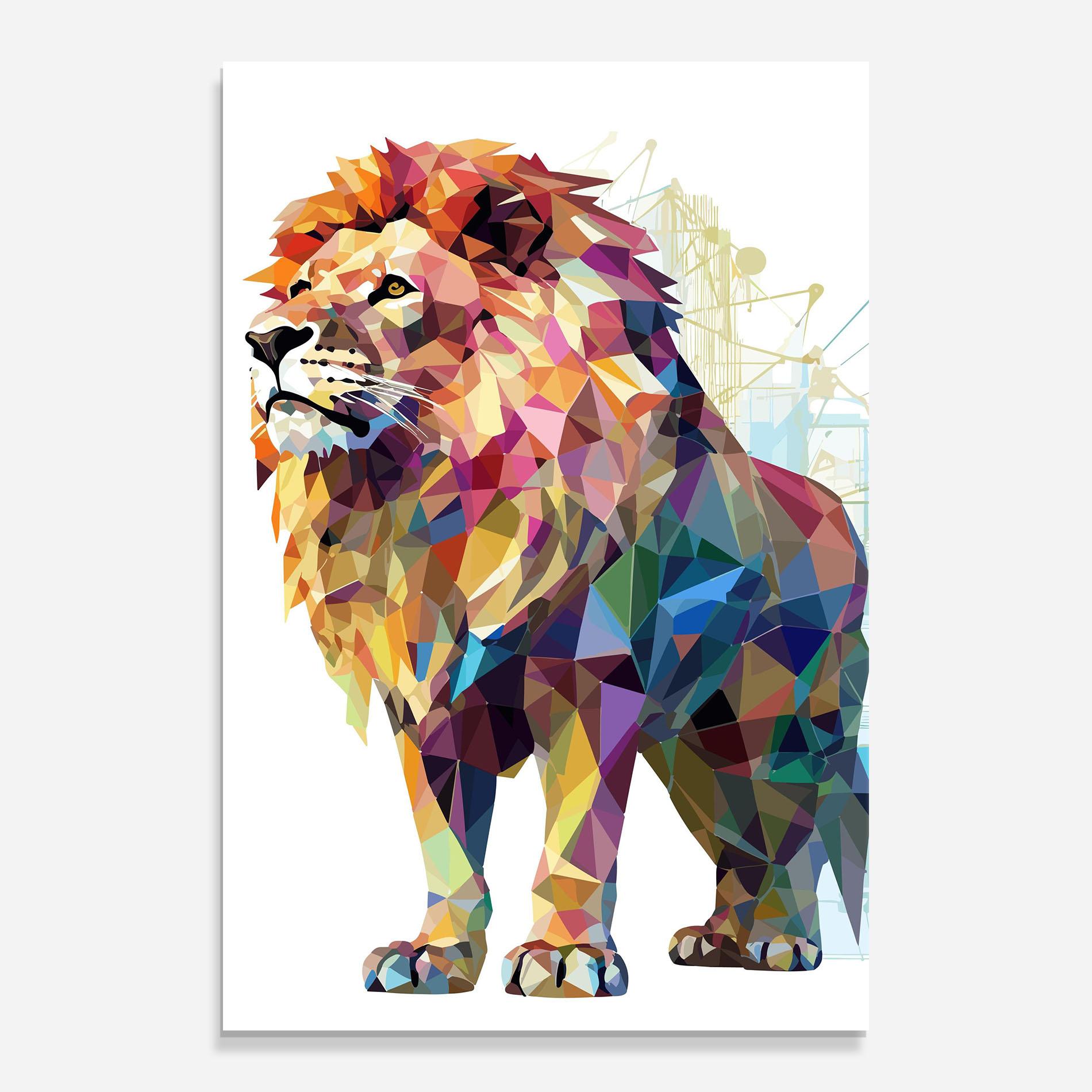 Glasbild Artistic Lion mockup 0