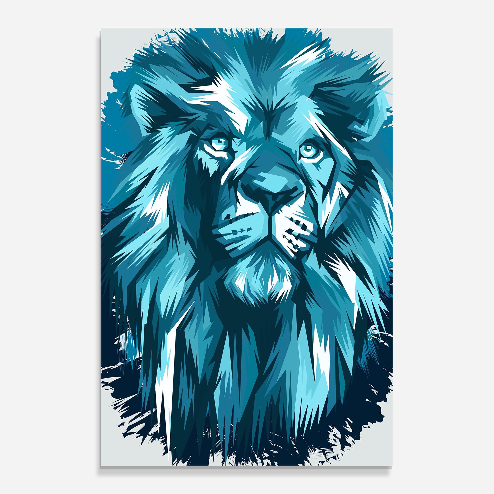 Glasbild Blue Lion Head mockup 0