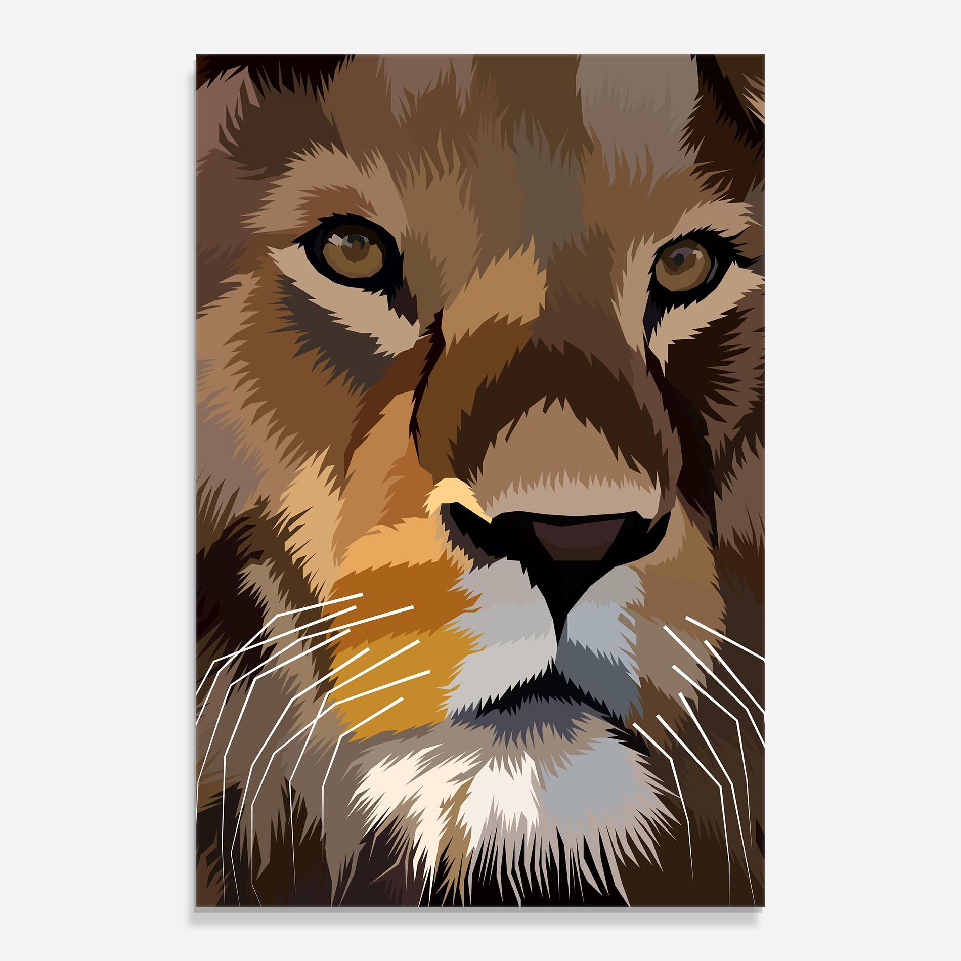 Glasbild Cute Lion Art mockup 0
