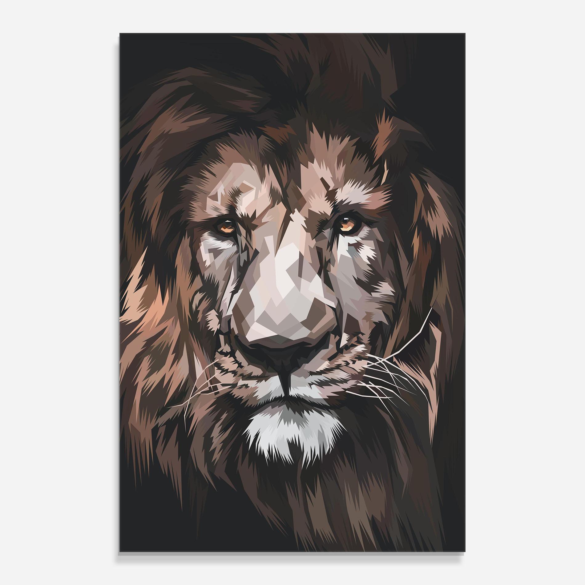 Glasbild Lion Art Close Up mockup 0