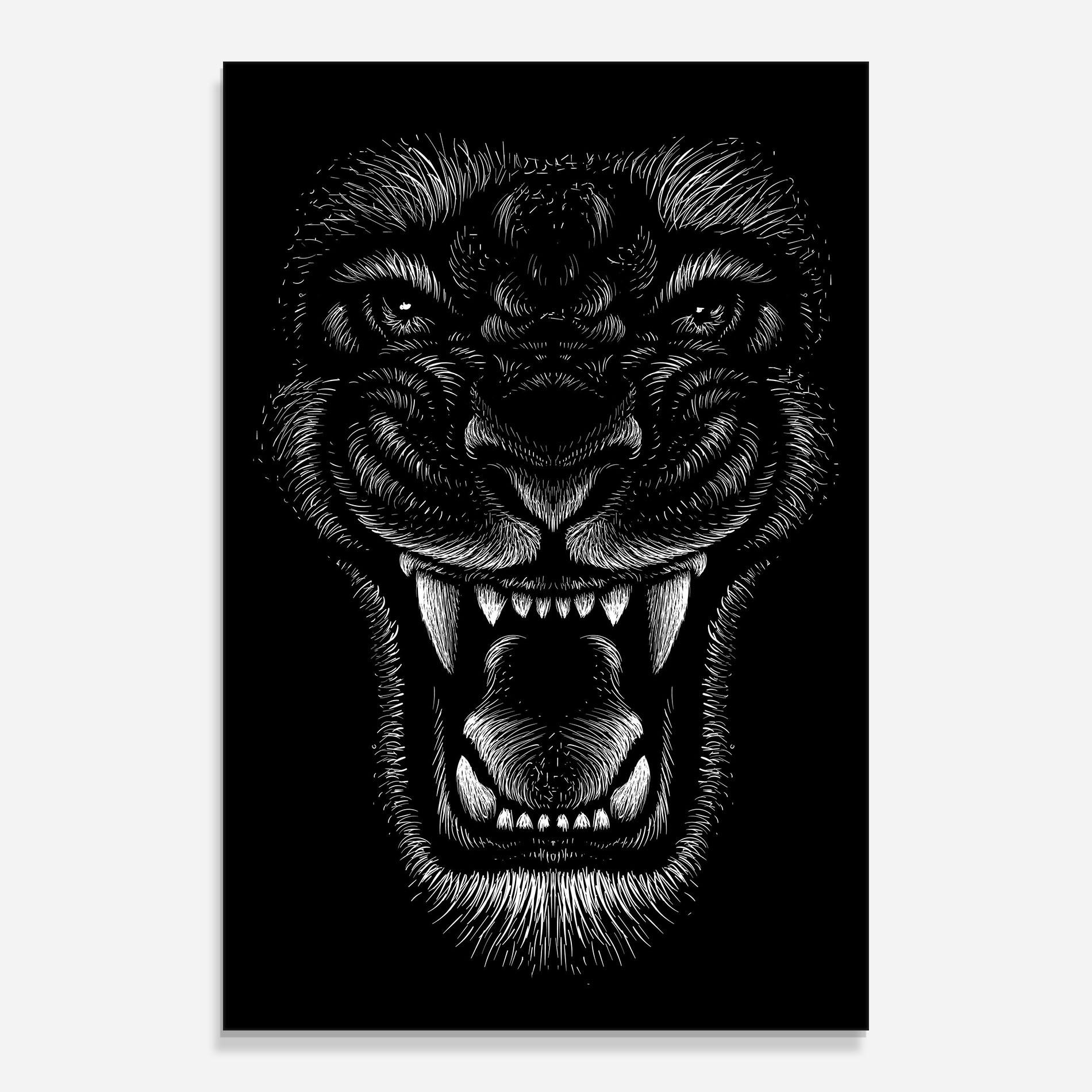 Glasbild Lion Bite mockup 0