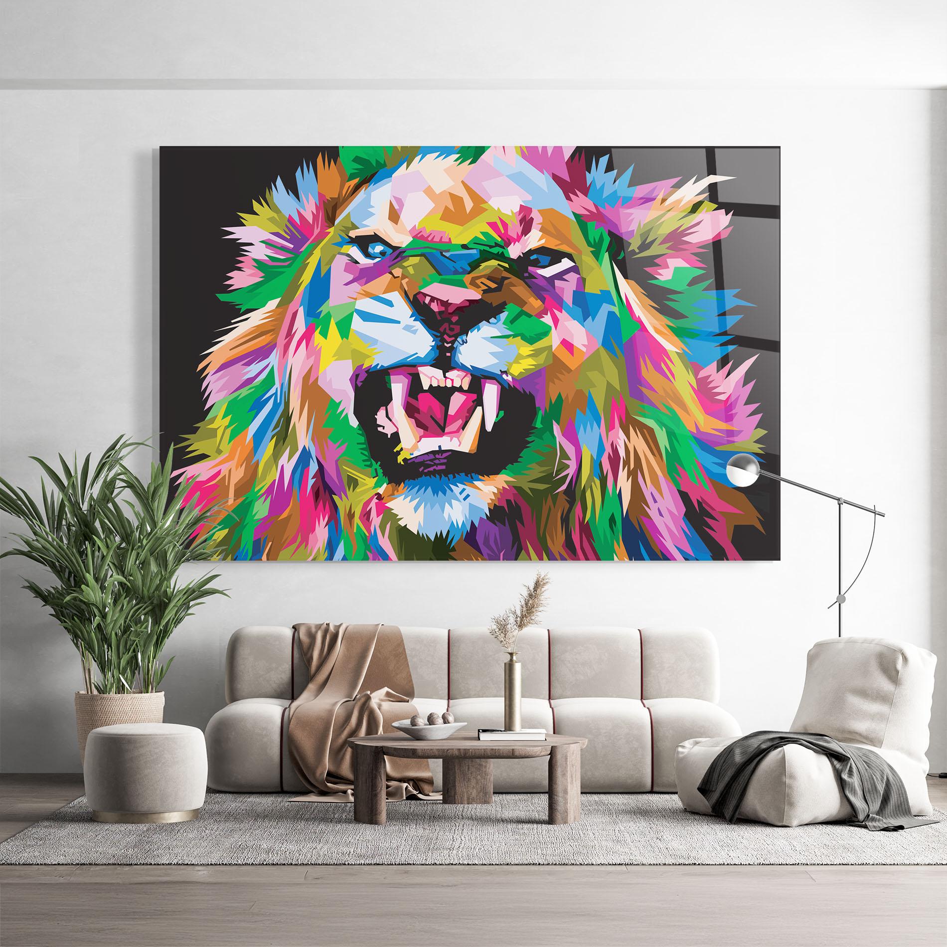 Glasbild Angry Lion Eyes mockup 9