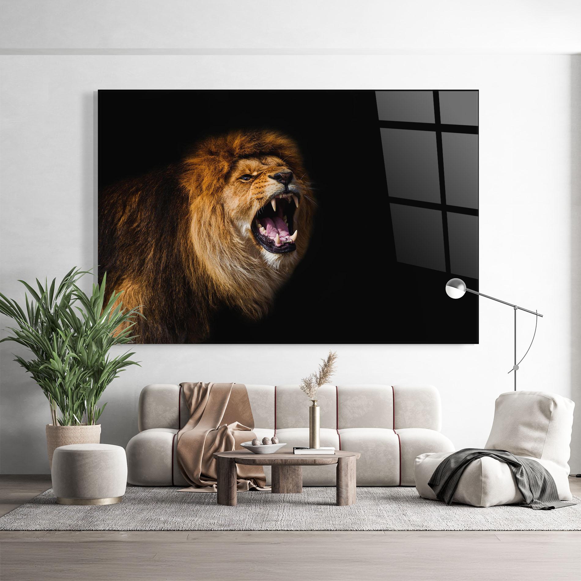 Glasbild Beautiful Lion Portrait mockup 9
