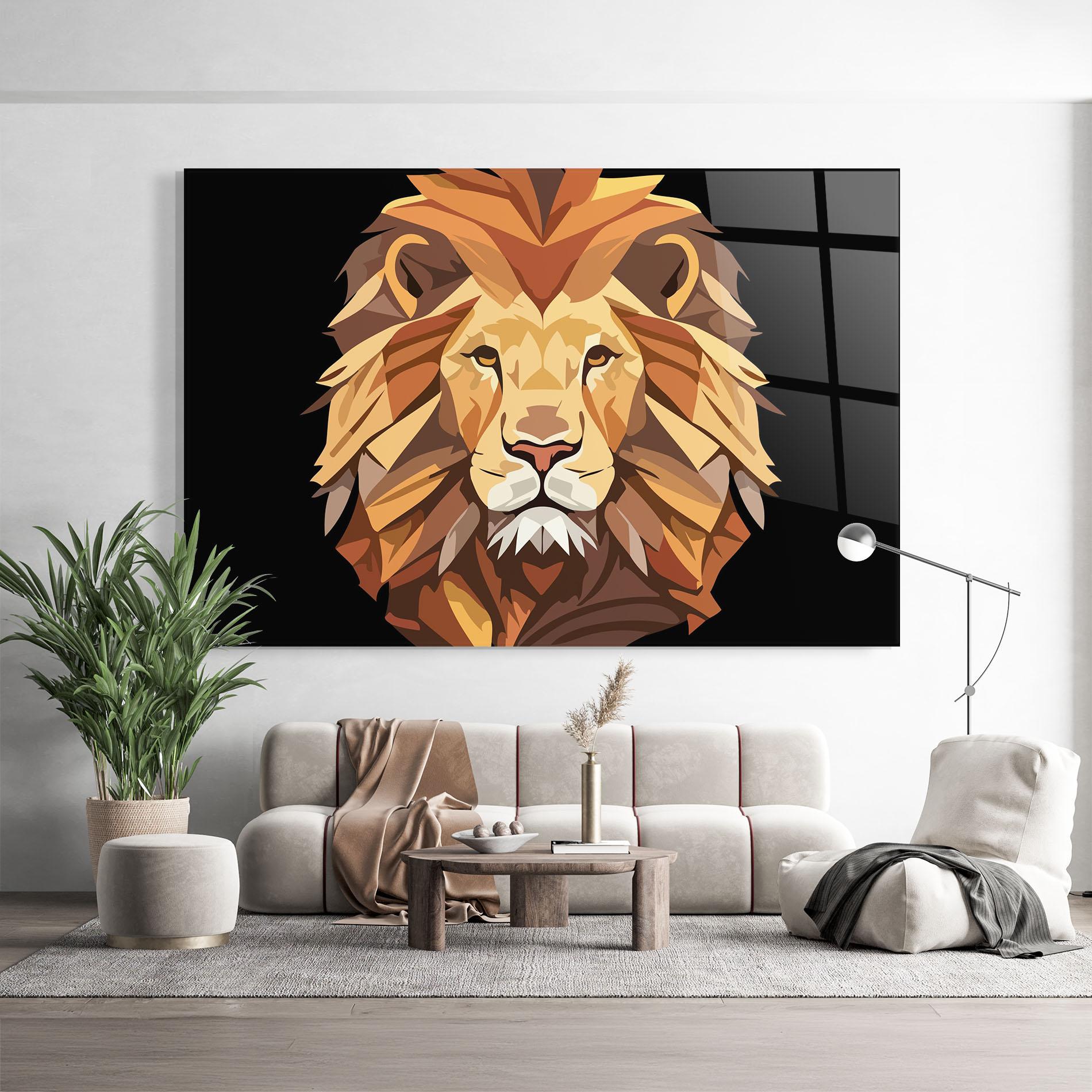 Glasbild Cartoon Lion mockup 9