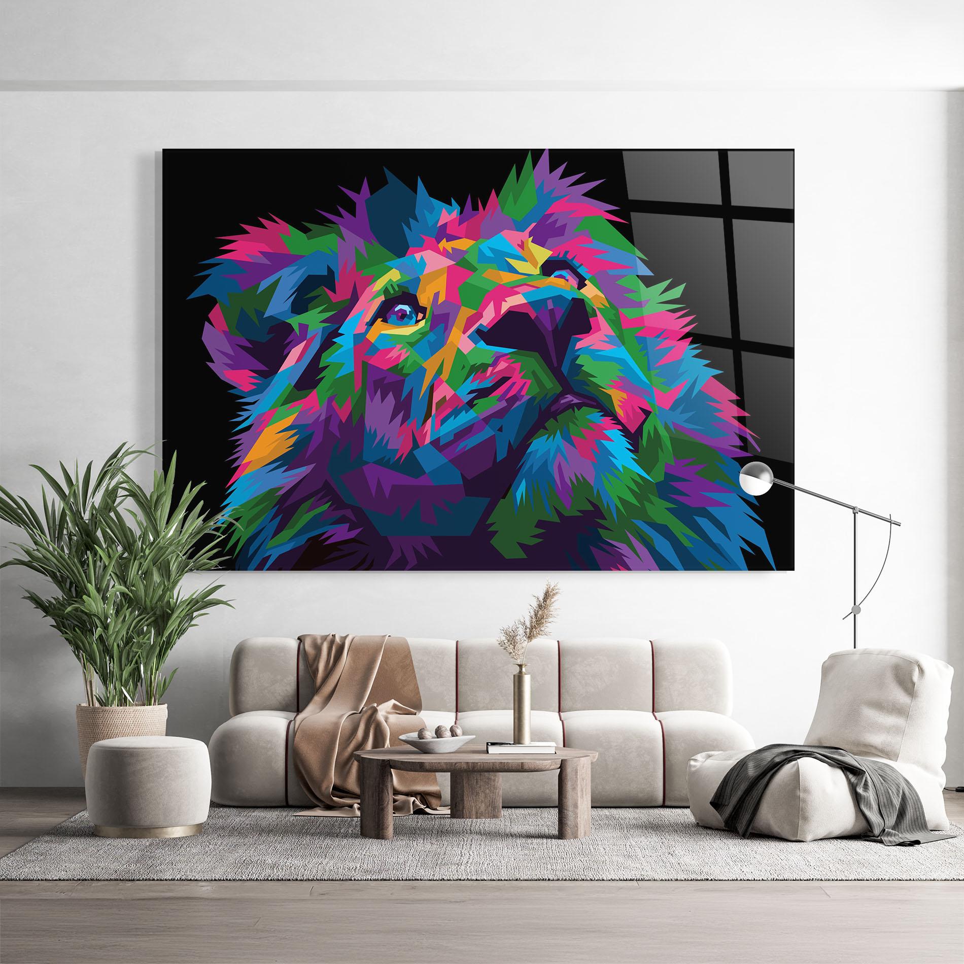 Glasbild Cute Color Lion mockup 9