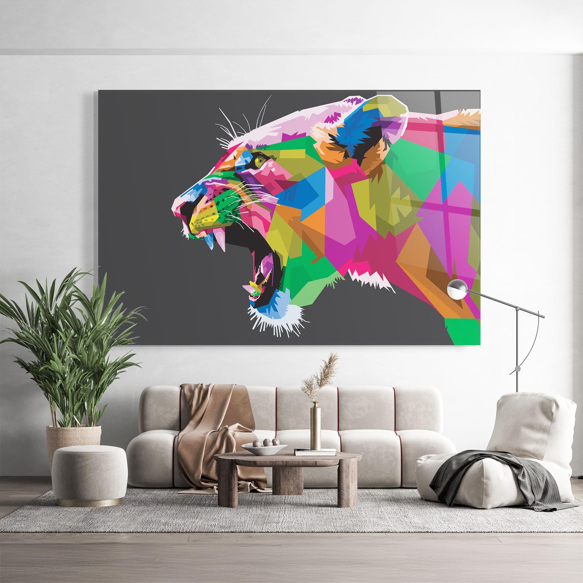 Glasbild Female Lion Head mockup 9