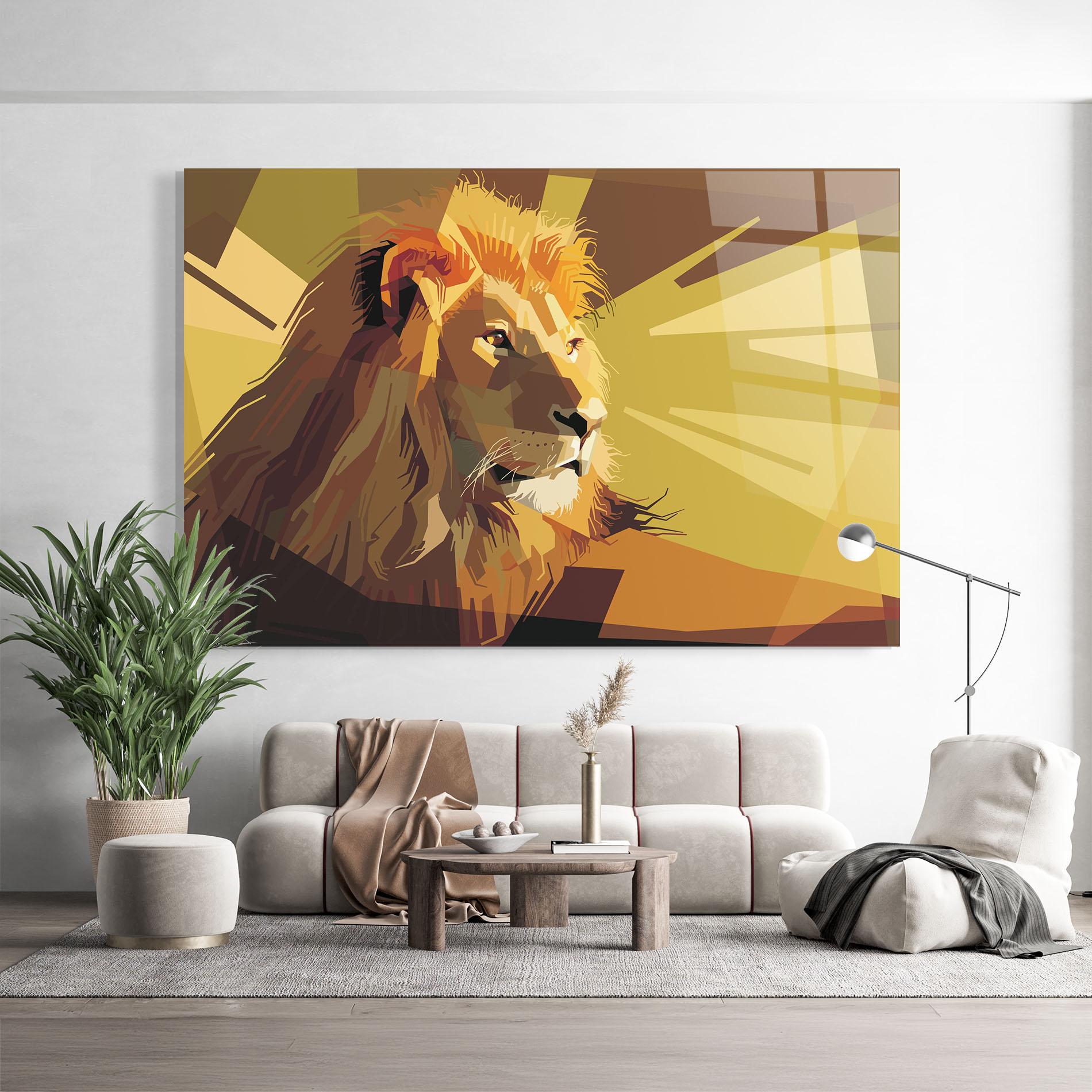 Glasbild Lion Art mockup 9