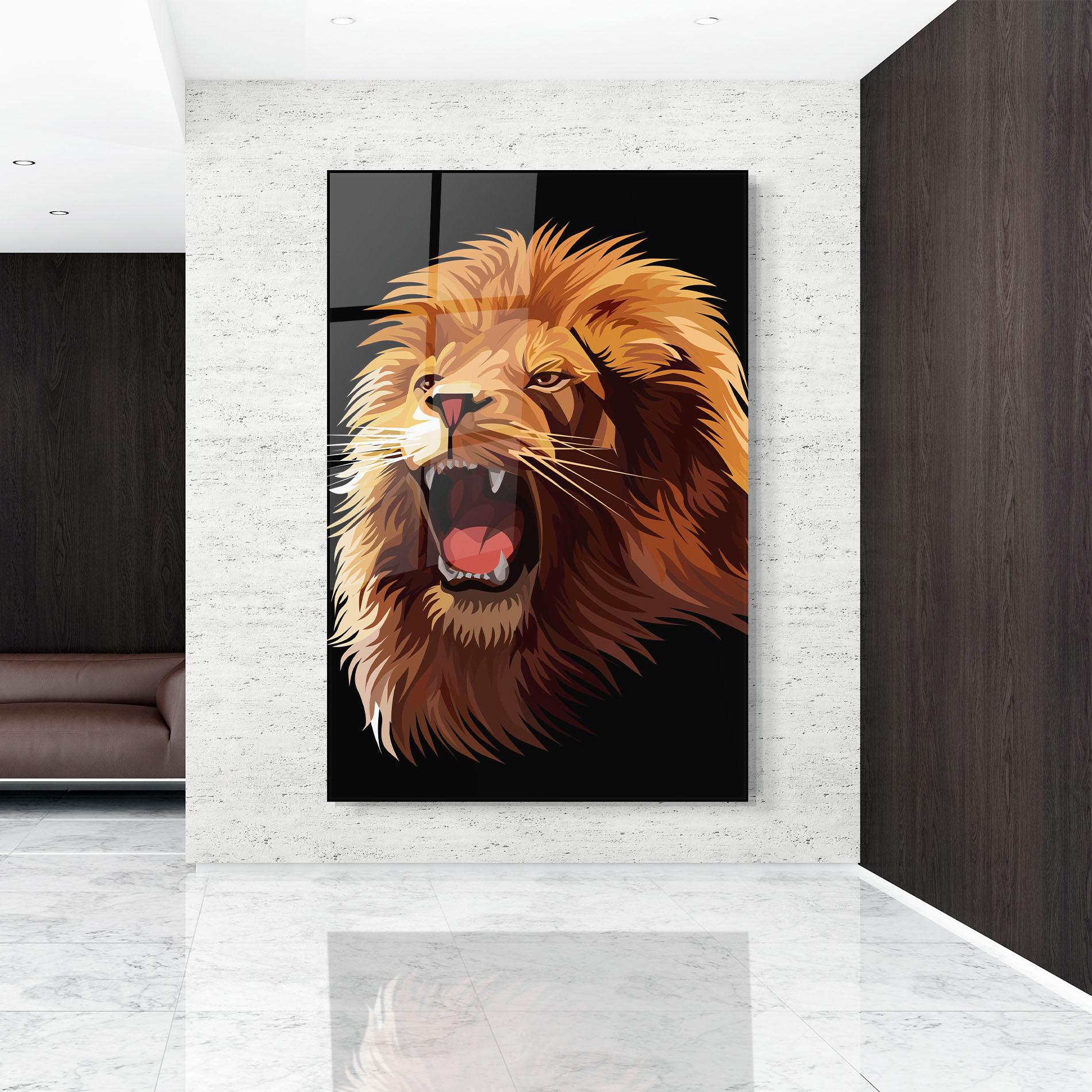 Glasbild Angry Lion Head mockup 9