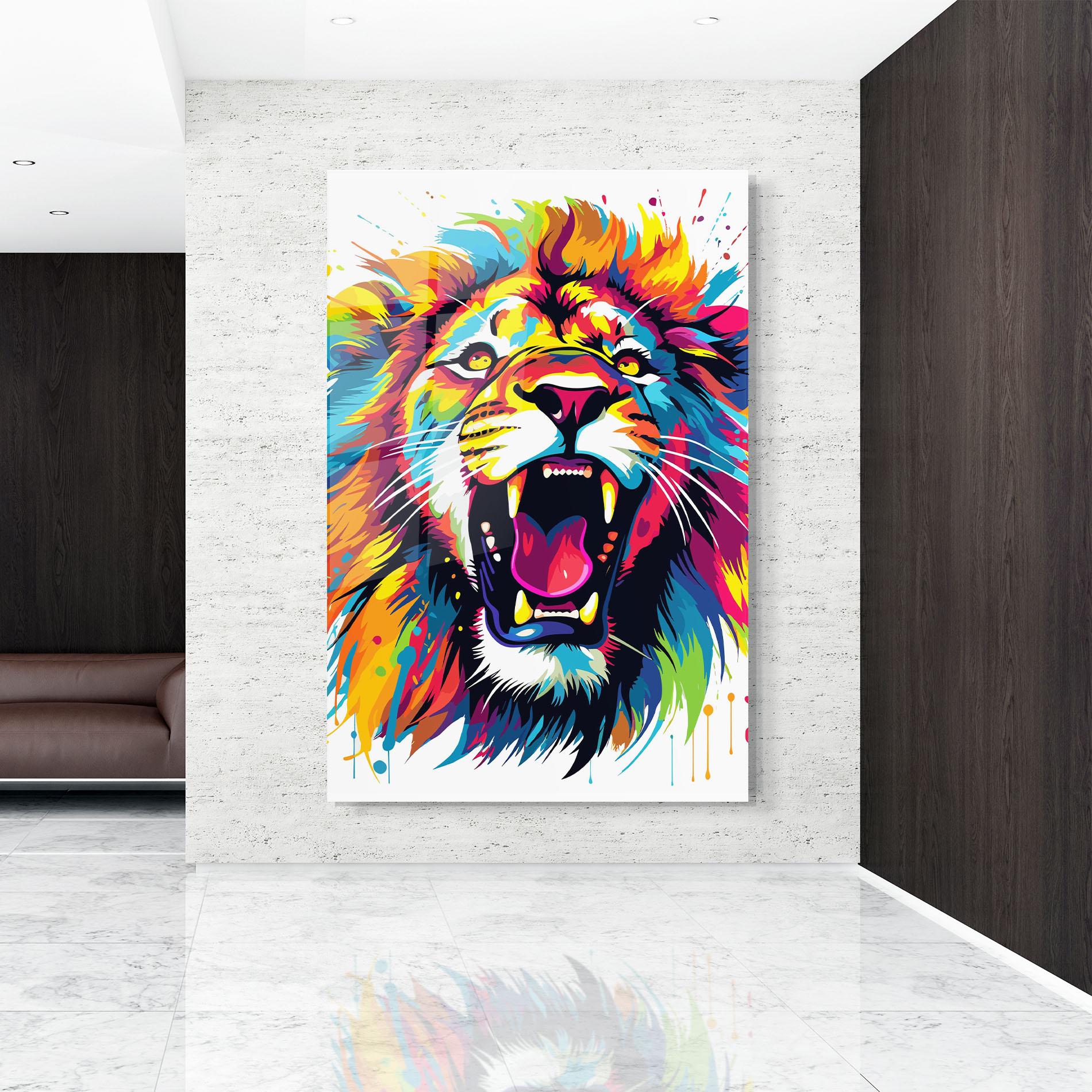 Glasbild Angry Lion Mix mockup 9