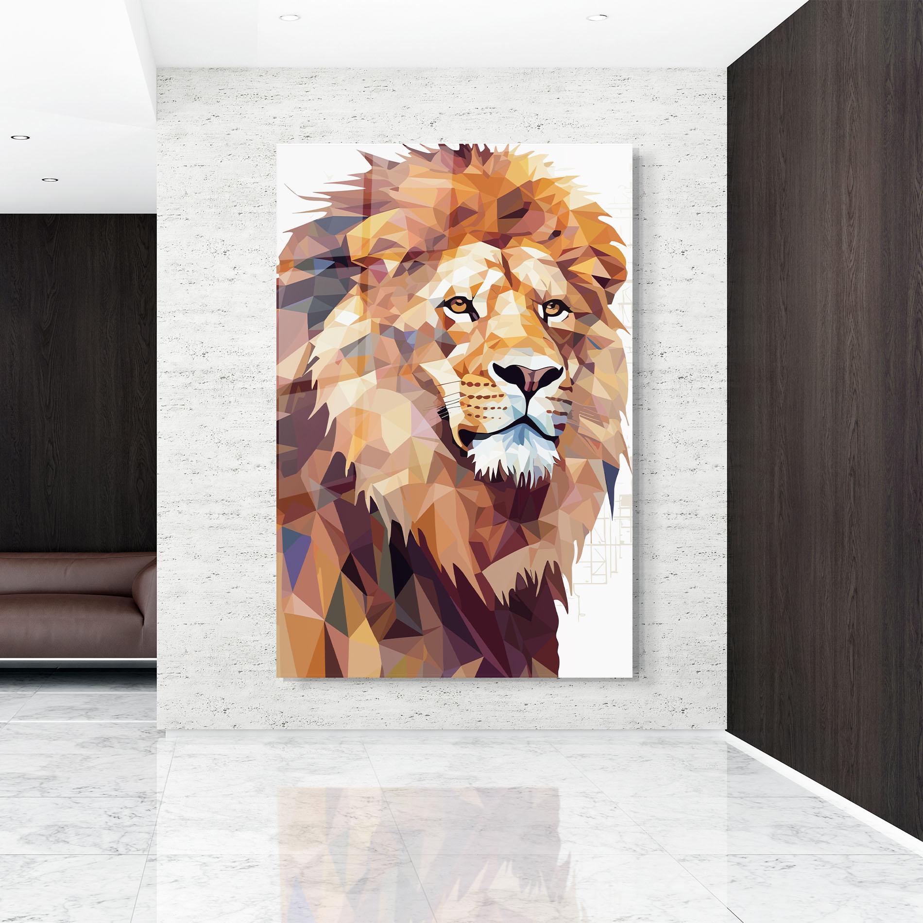 Glasbild Artistic Lion Head mockup 9