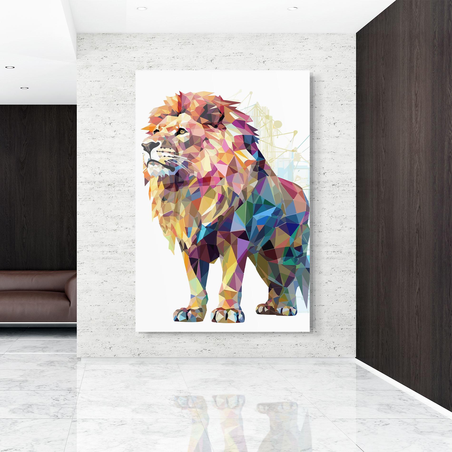 Glasbild Artistic Lion mockup 9
