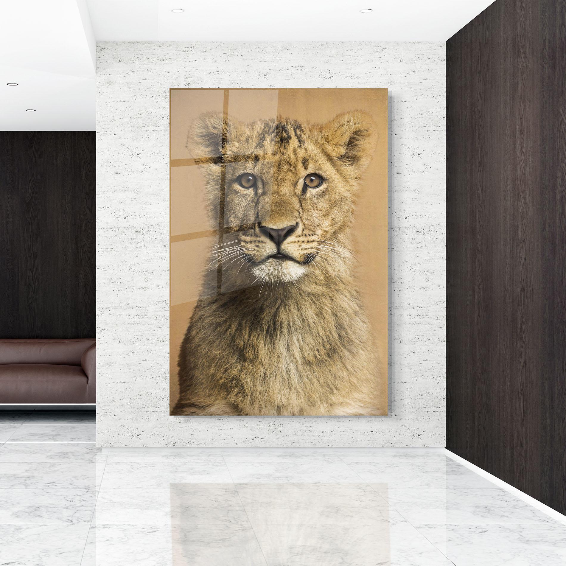 Glasbild Baby Lion mockup 9