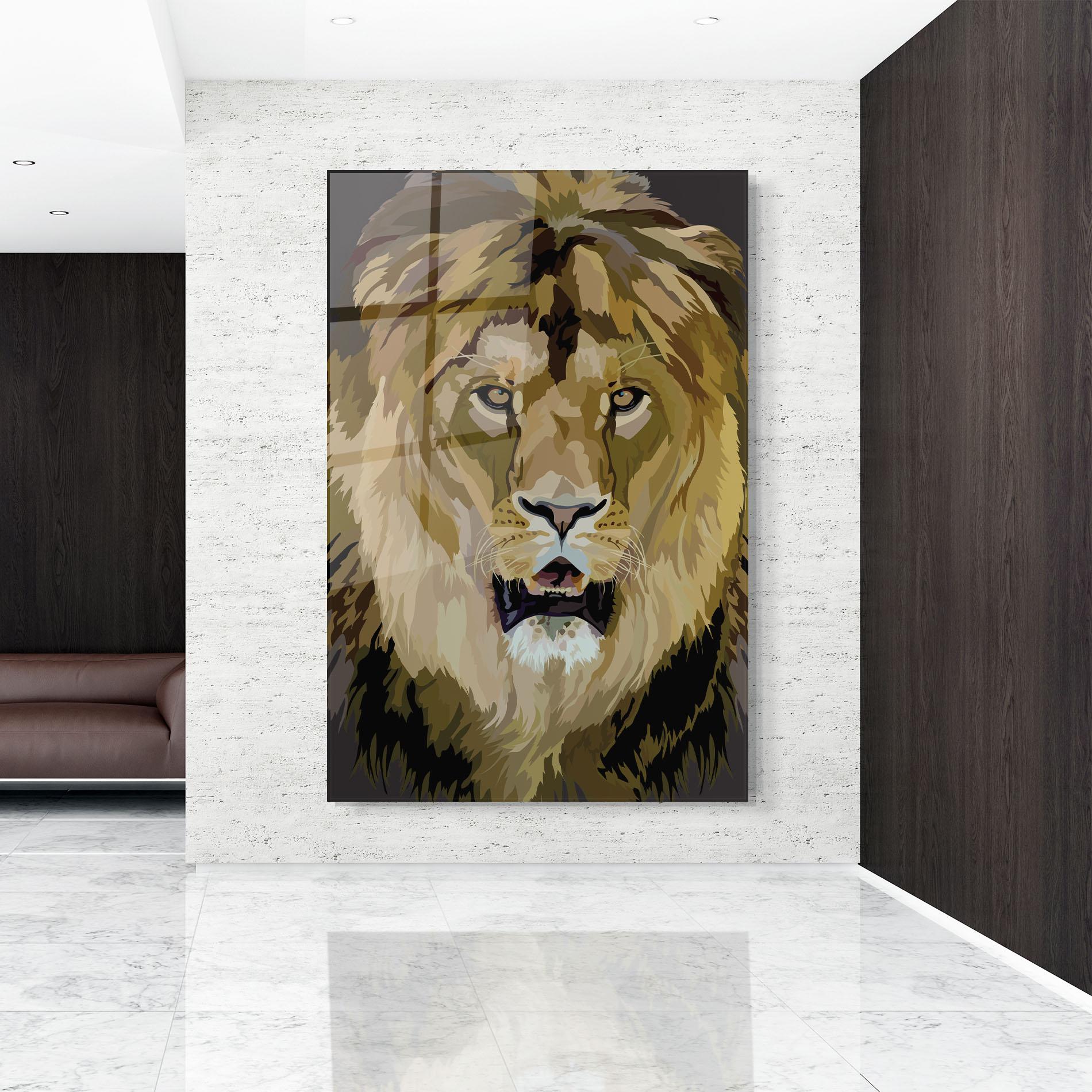 Glasbild Beautiful Lion Art mockup 9