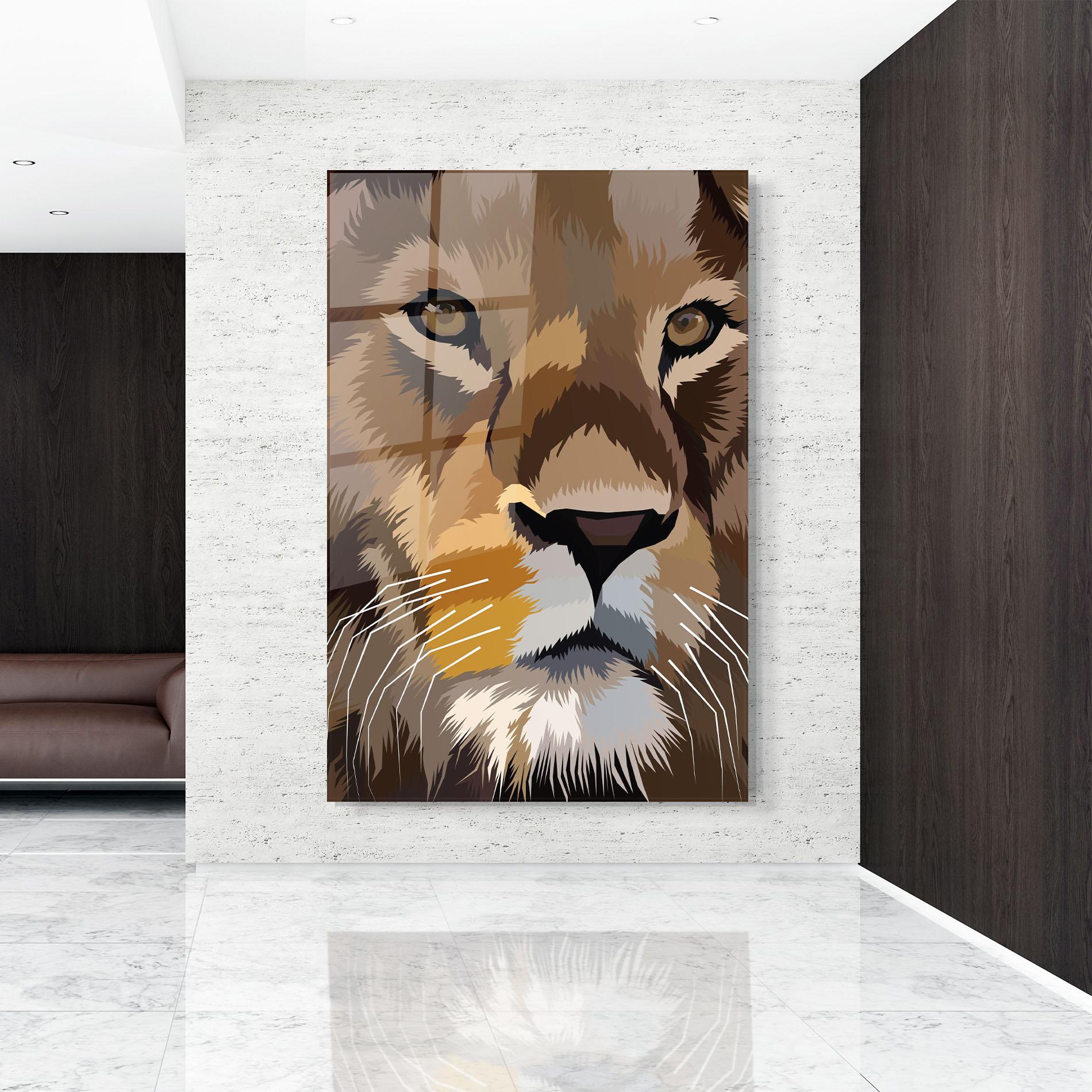 Glasbild Cute Lion Art mockup 9