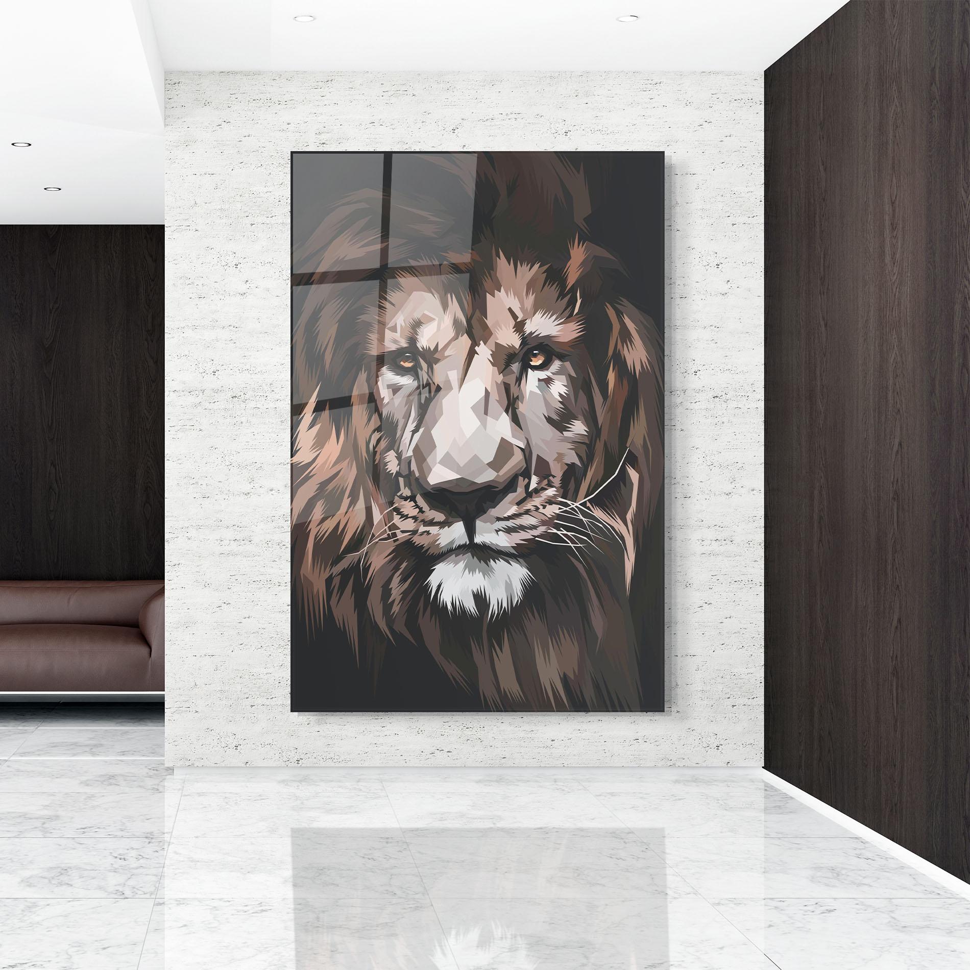 Glasbild Lion Art Close Up mockup 9