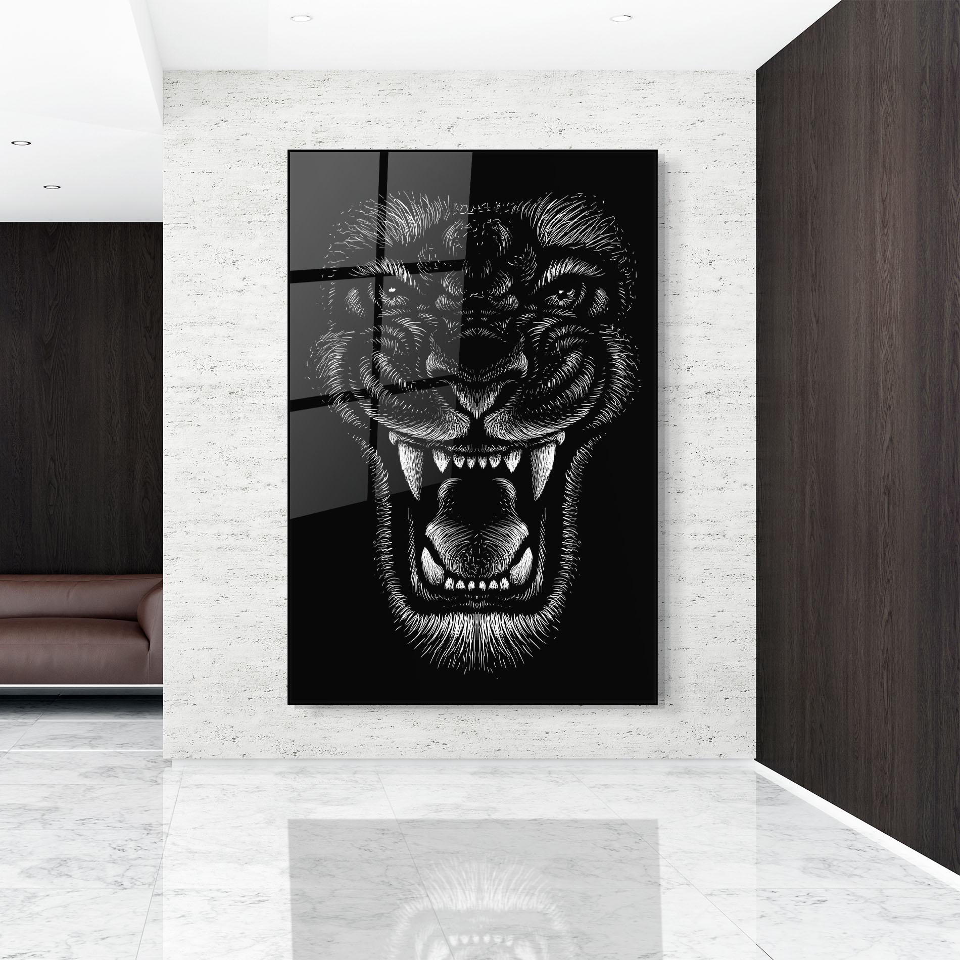 Glasbild Lion Bite mockup 9