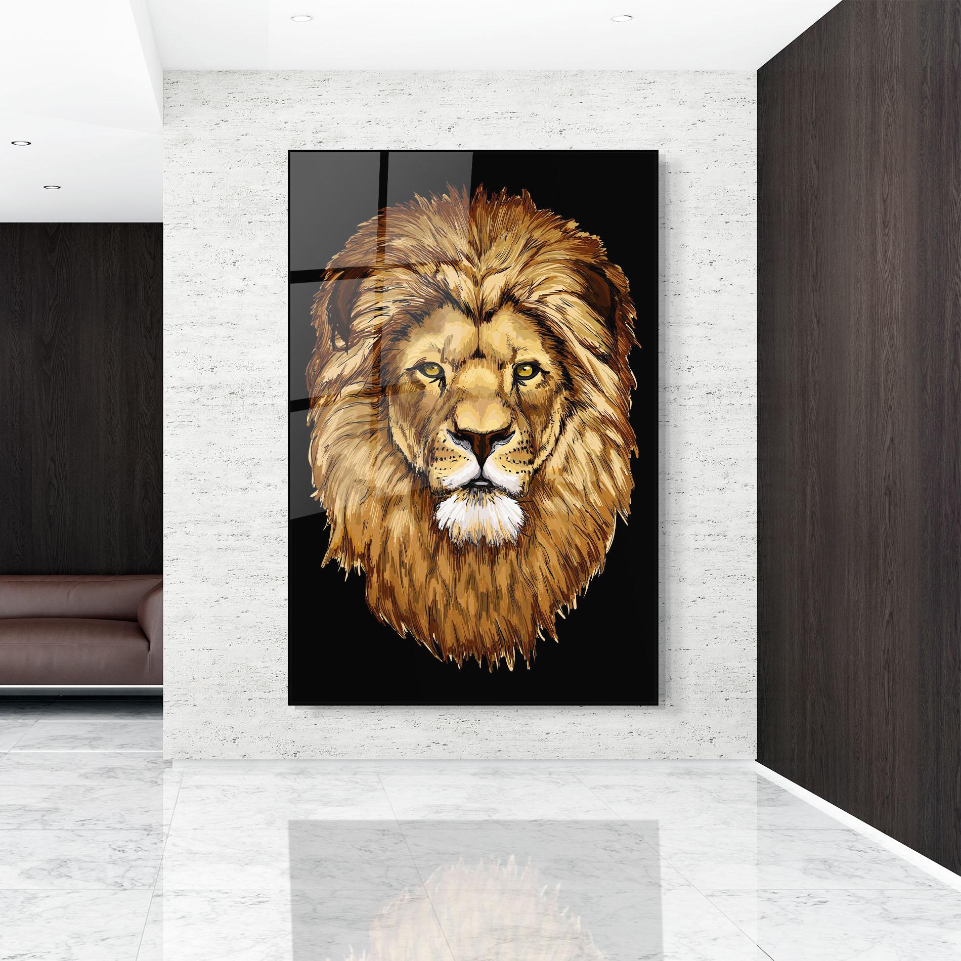 Glasbild Lion Head mockup 9