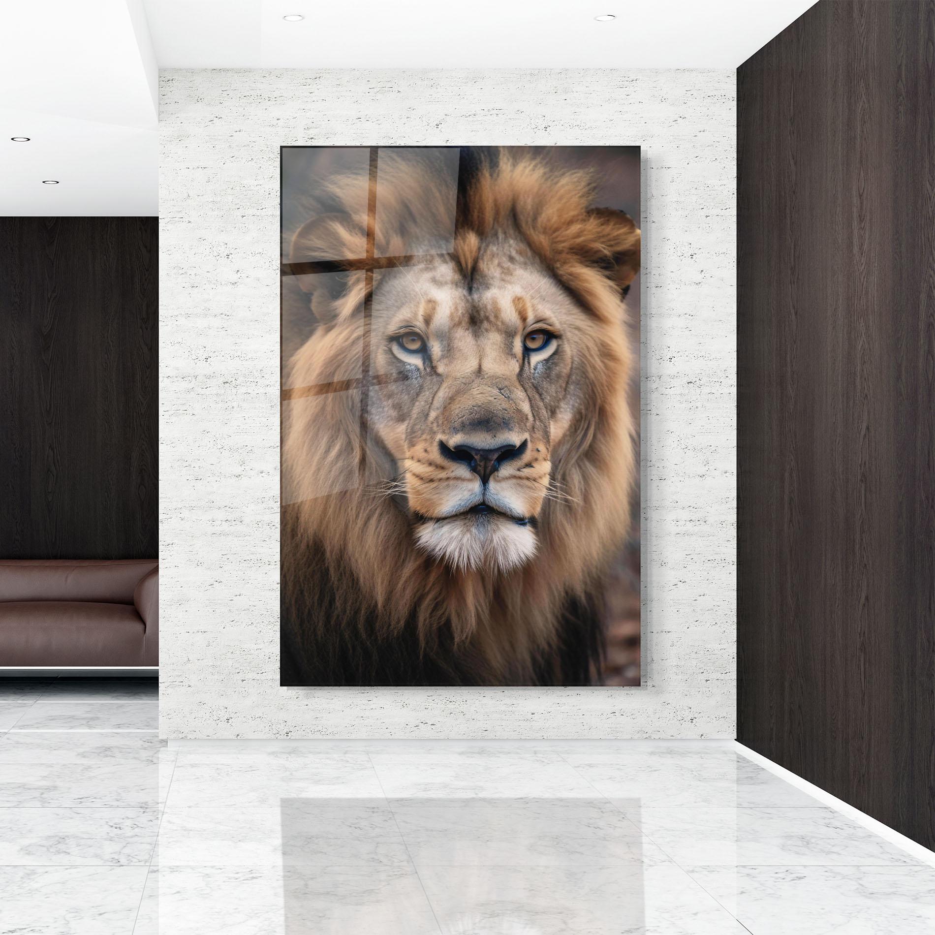 Glasbild Wild Lion View mockup 9
