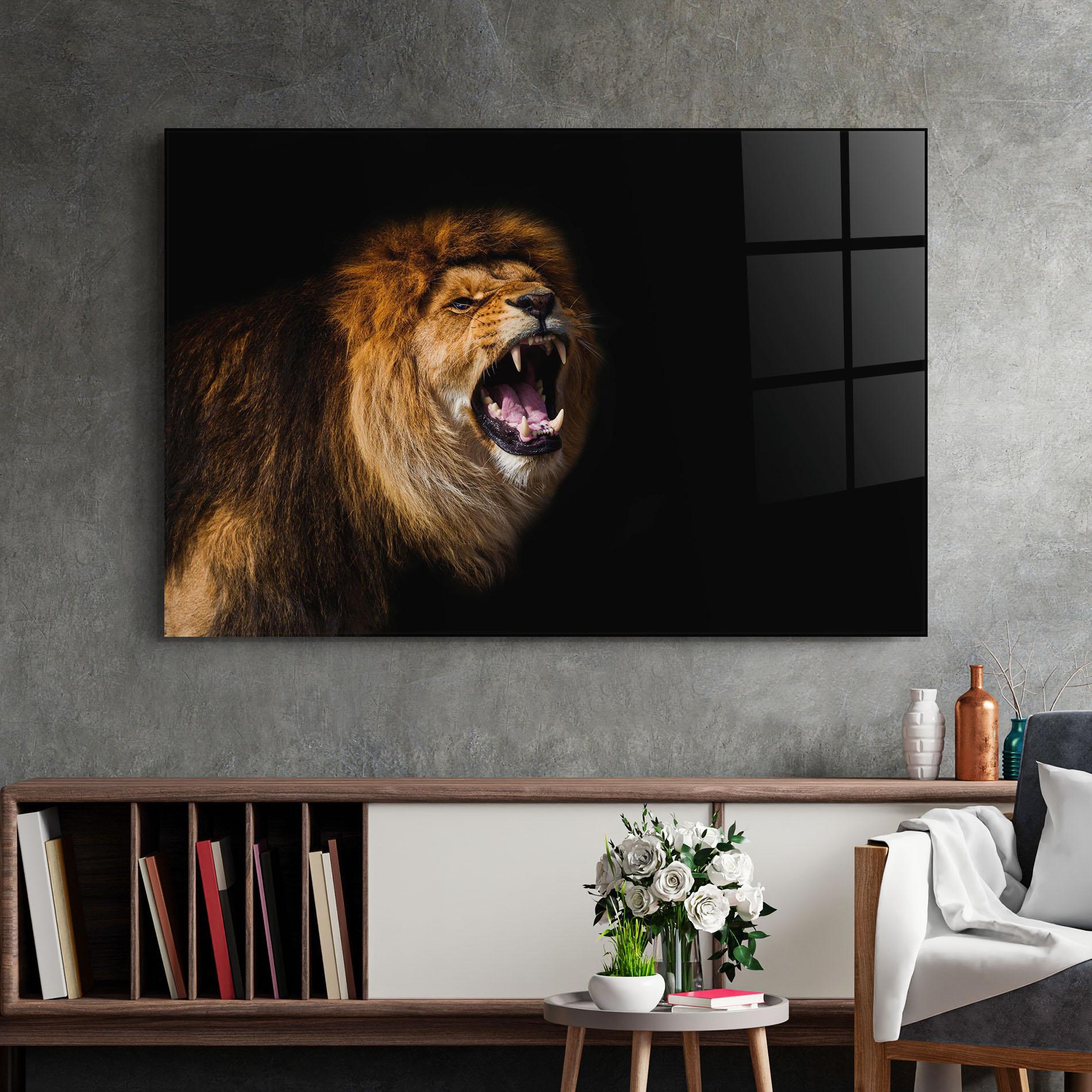 Glasbild Beautiful Lion Portrait mockup 2