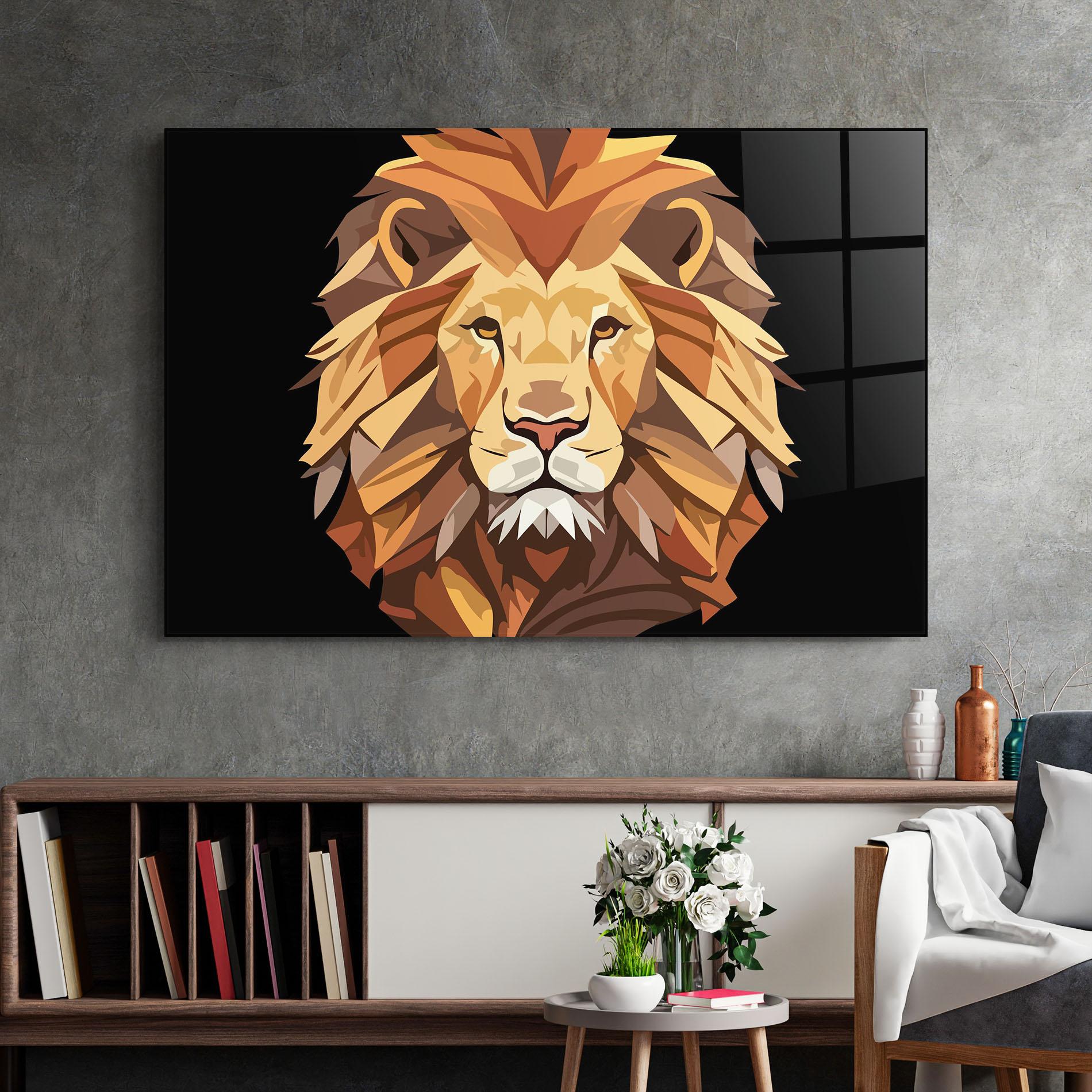 Glasbild Cartoon Lion mockup 2