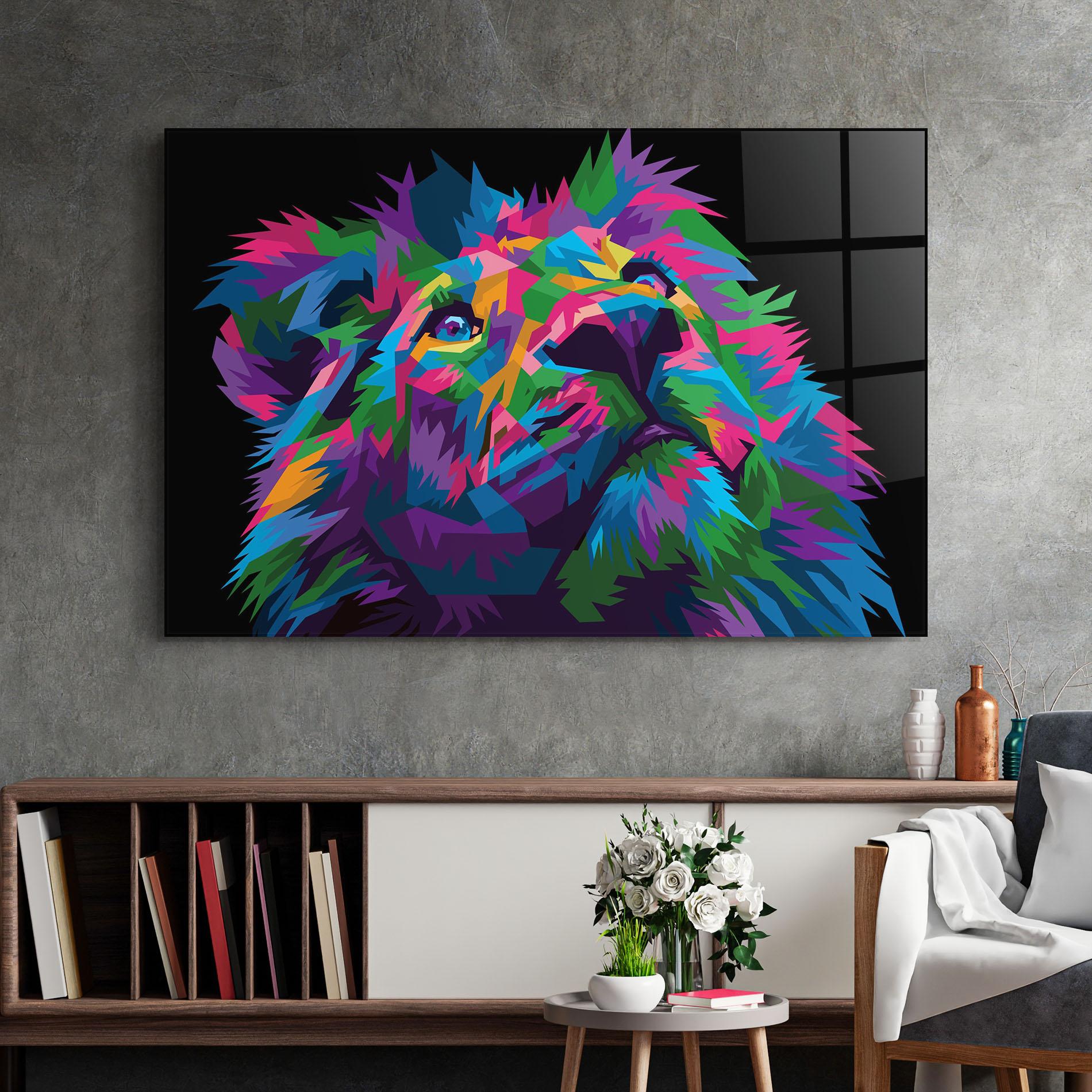 Glasbild Cute Color Lion mockup 2