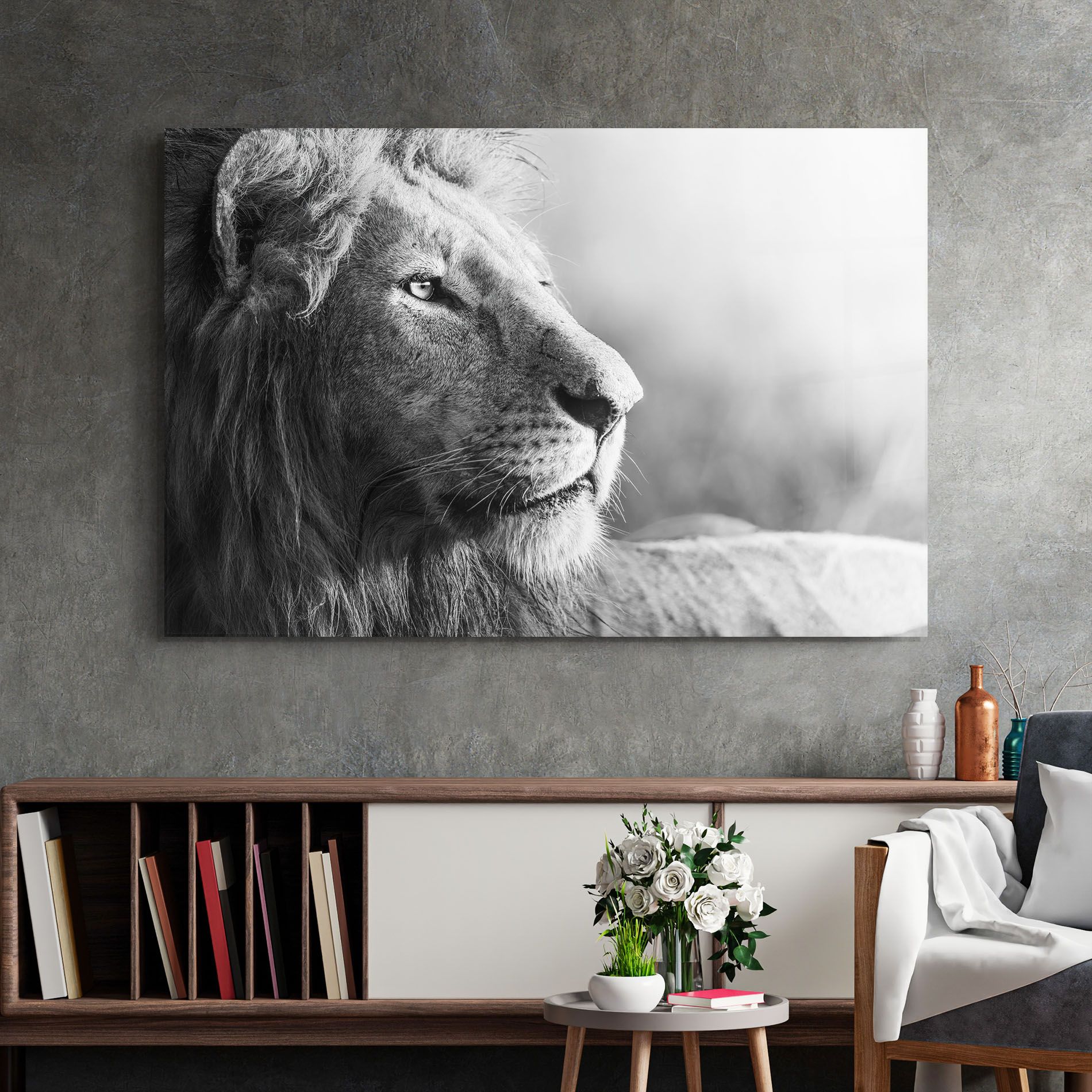 Grey Lion Head mockup 2