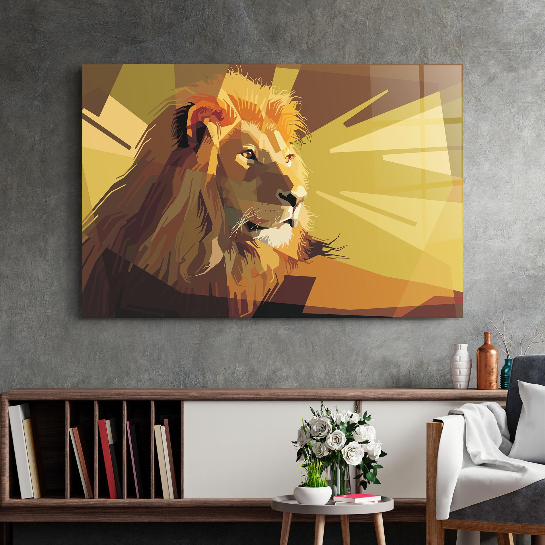 Glasbild Lion Art mockup 2