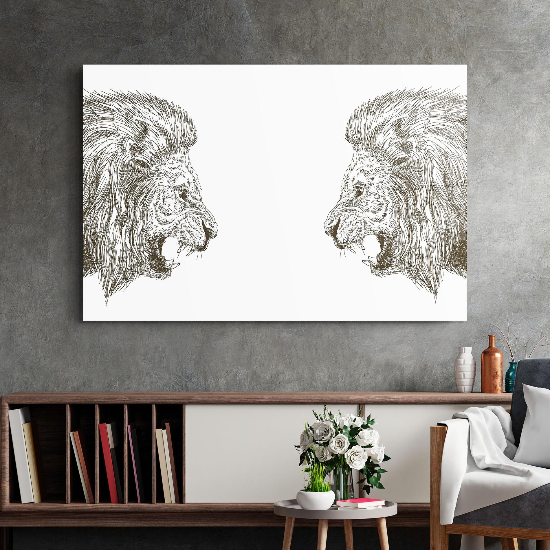 Glasbild Lion For Text mockup 2