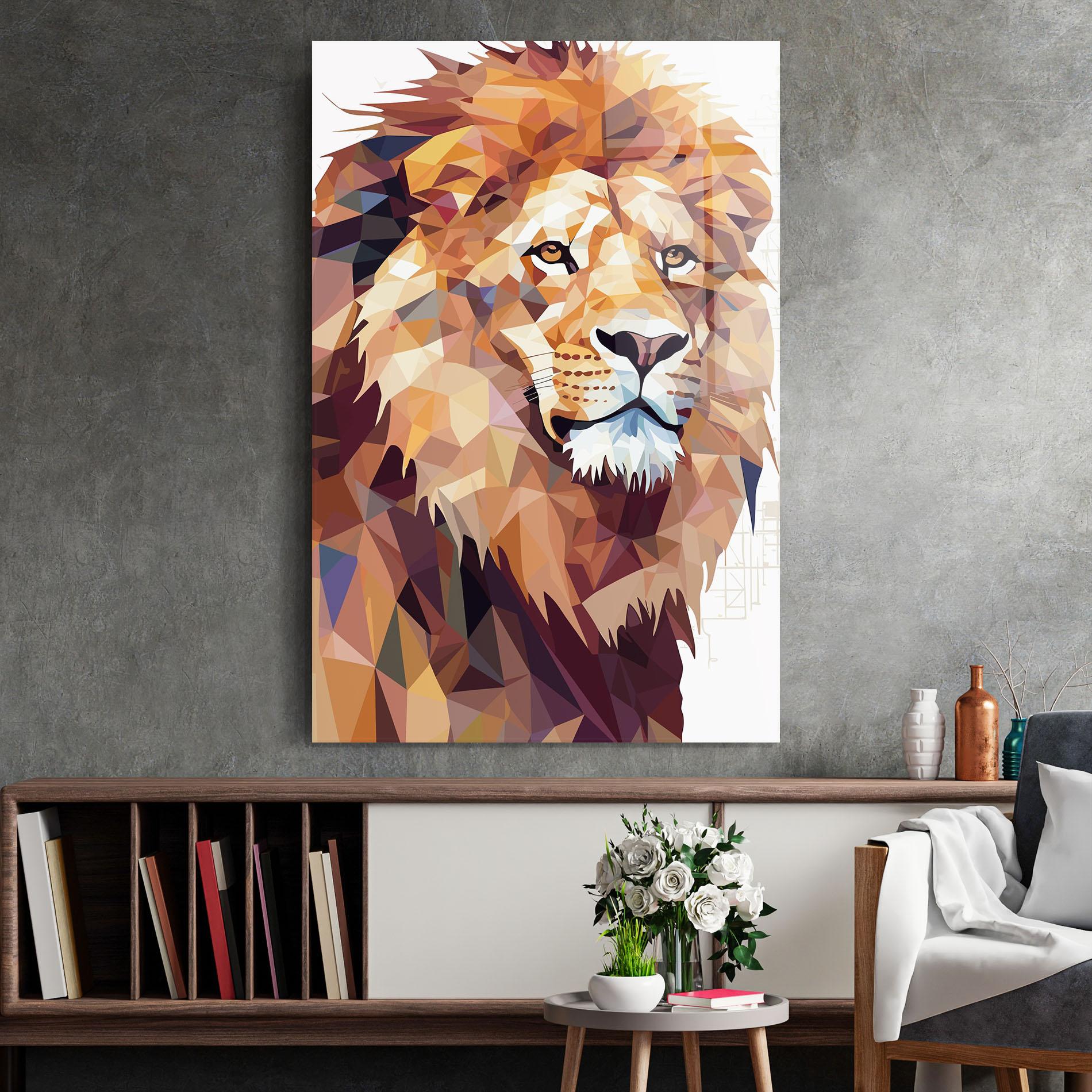 Glasbild Artistic Lion Head mockup 2