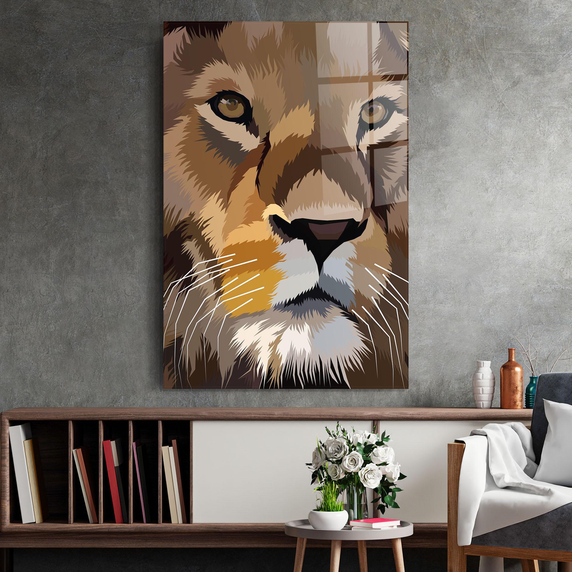 Glasbild Cute Lion Art mockup 2
