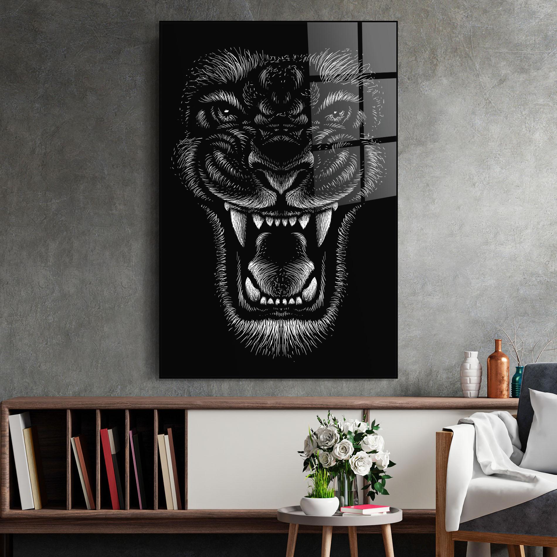 Glasbild Lion Bite mockup 2