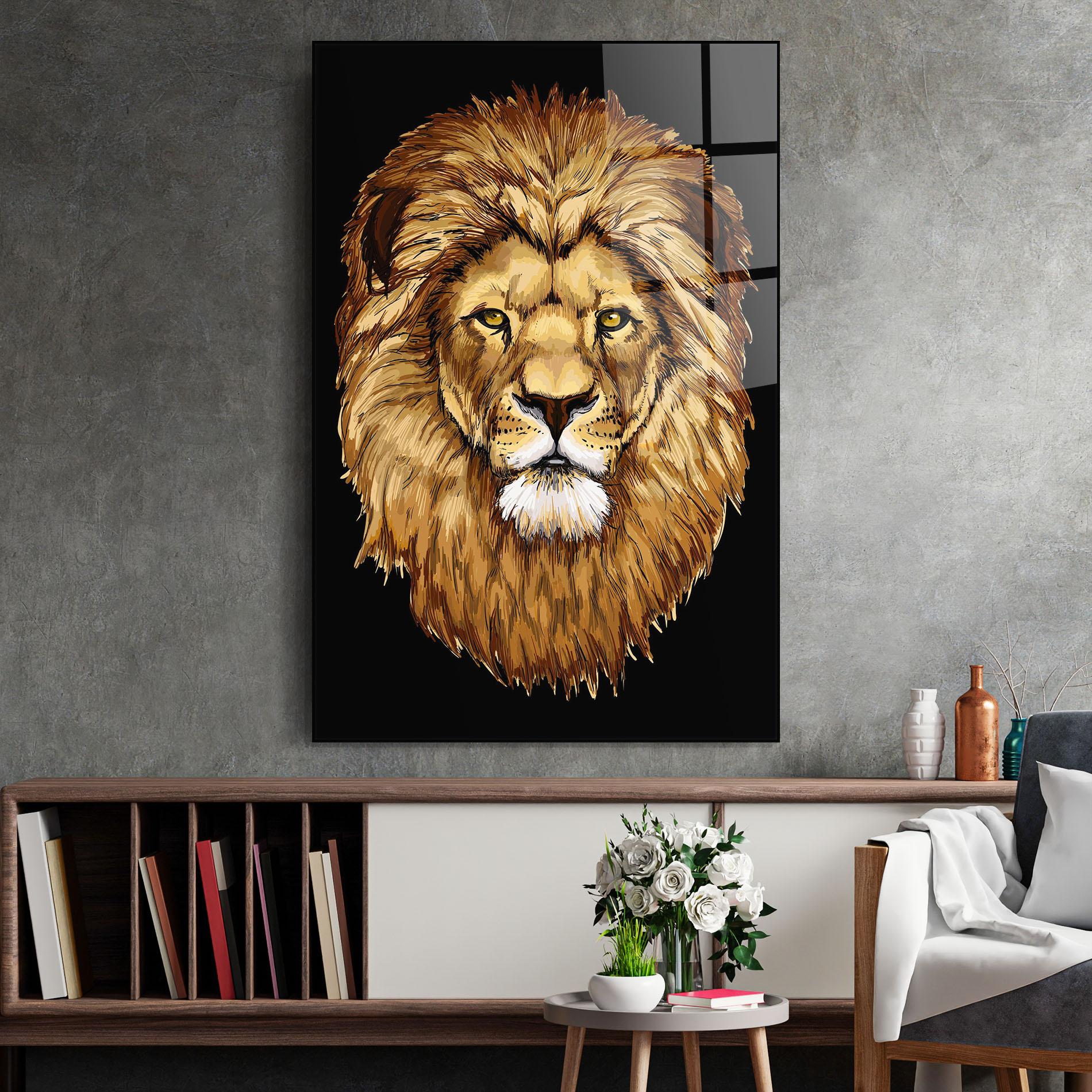 Glasbild Lion Head mockup 2